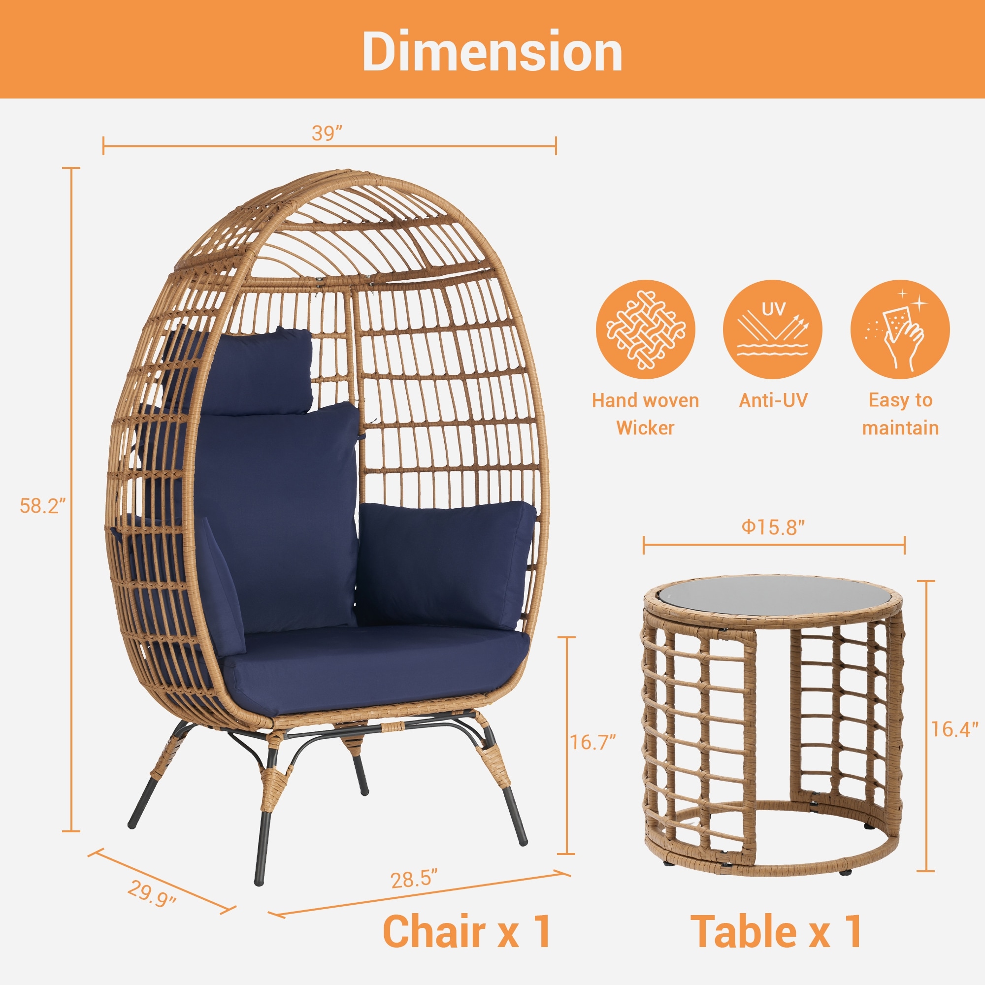 SANSTAR L-RJDC55Y-BB Patio-Conversation-Sets - View #2