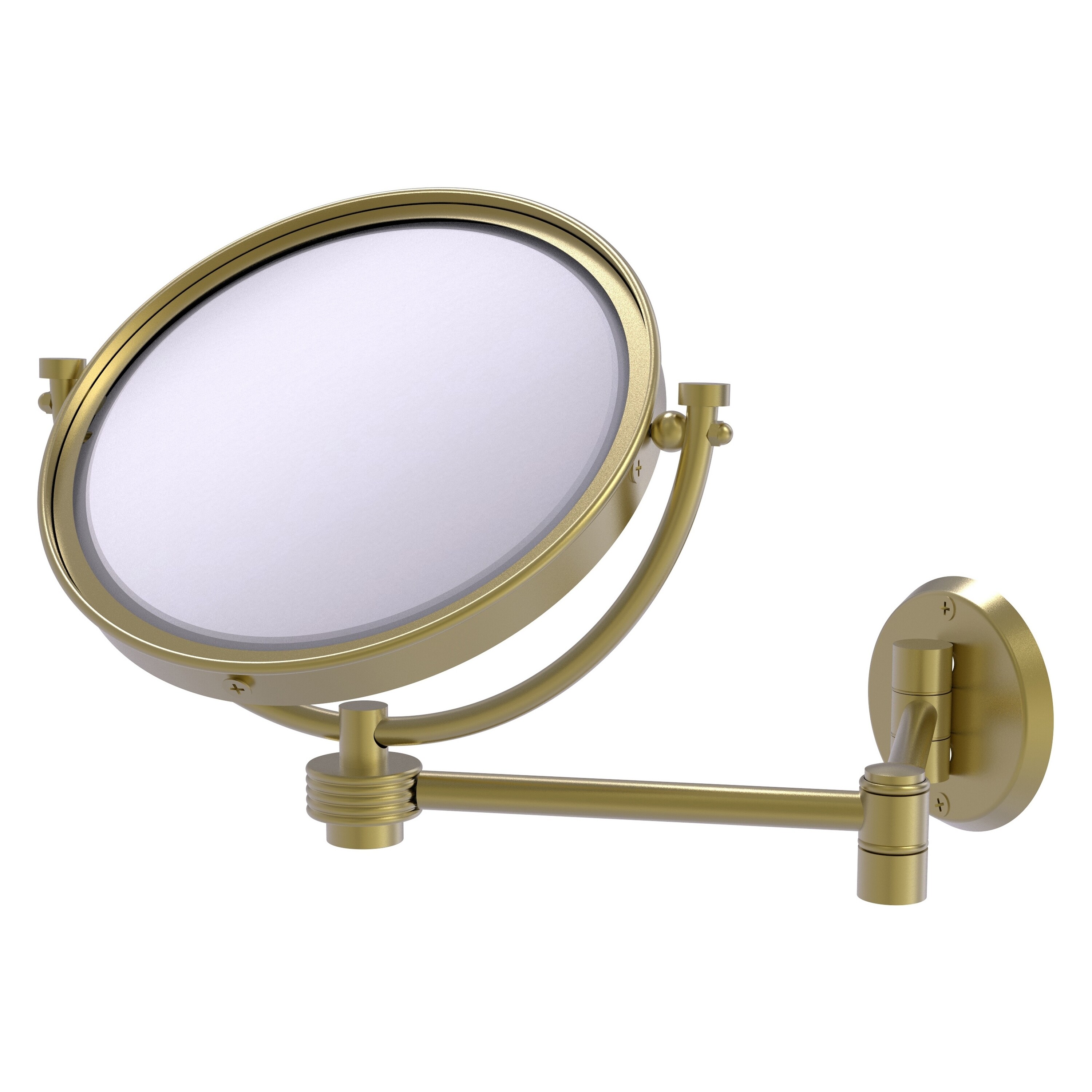 8-in x 10-in Satin Chrome Double-sided 3X Magnifying Wall-mounted Vanity Mirror | - Allied Brass WM-6G/3X-SBR