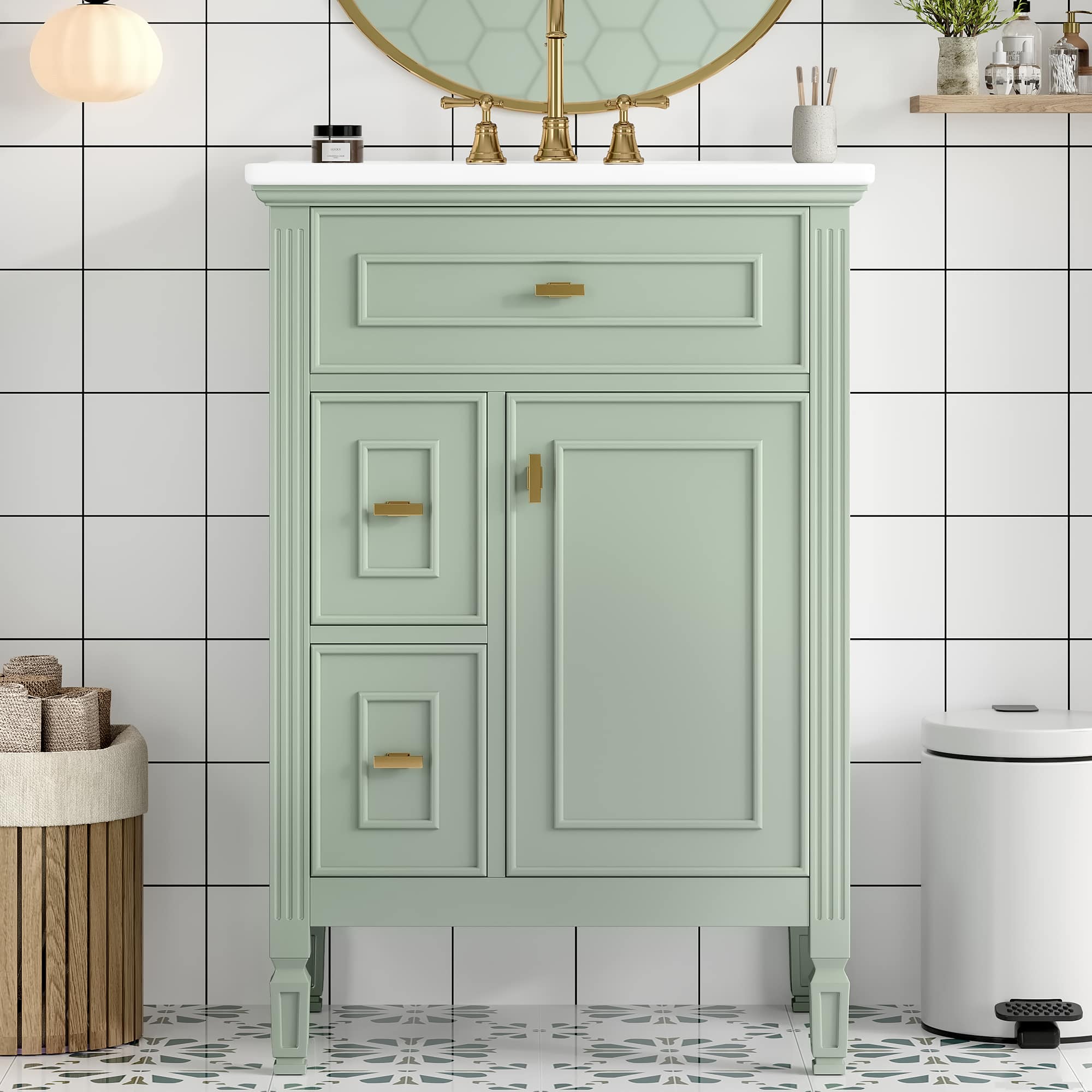 Roomfitters - 24Inch Bathroom Vanity with Sink Freestanding Single Storage Combo Cabinet Floor C...