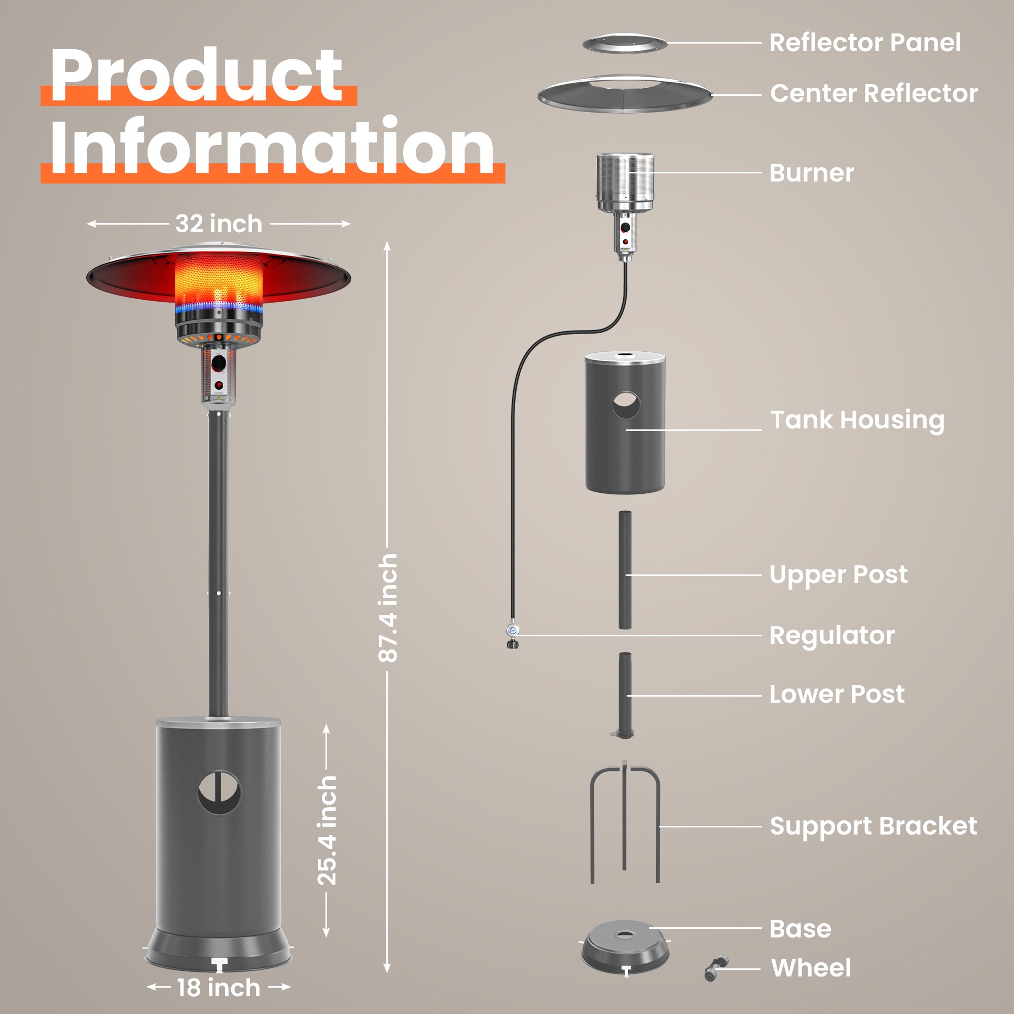 PamaPic PH-SXG-ML1 Outdoor-Gas-Patio-Heaters - View #8