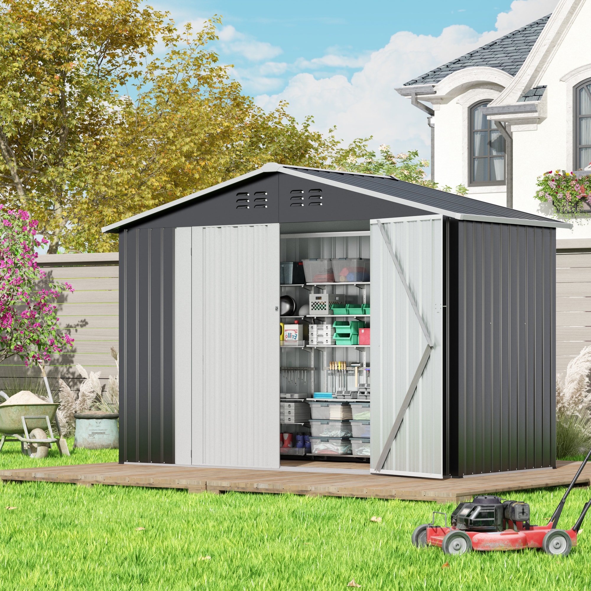Jaxpety HG61R1312-L01 9-ft x 4-ft SKY Galvanized steel Storage Shed