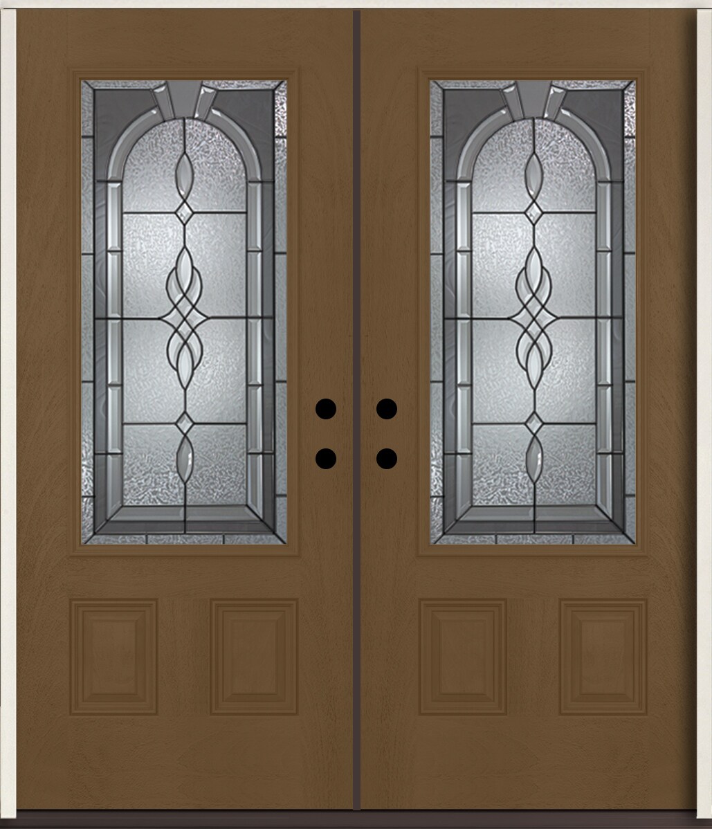 RELIABILT LO963884 Hampton 72-in x 80-in x Fiberglass 3/4 lite Left-hand inswing Woodhaven Stain Stained Prehung Double Front Door Insulating core