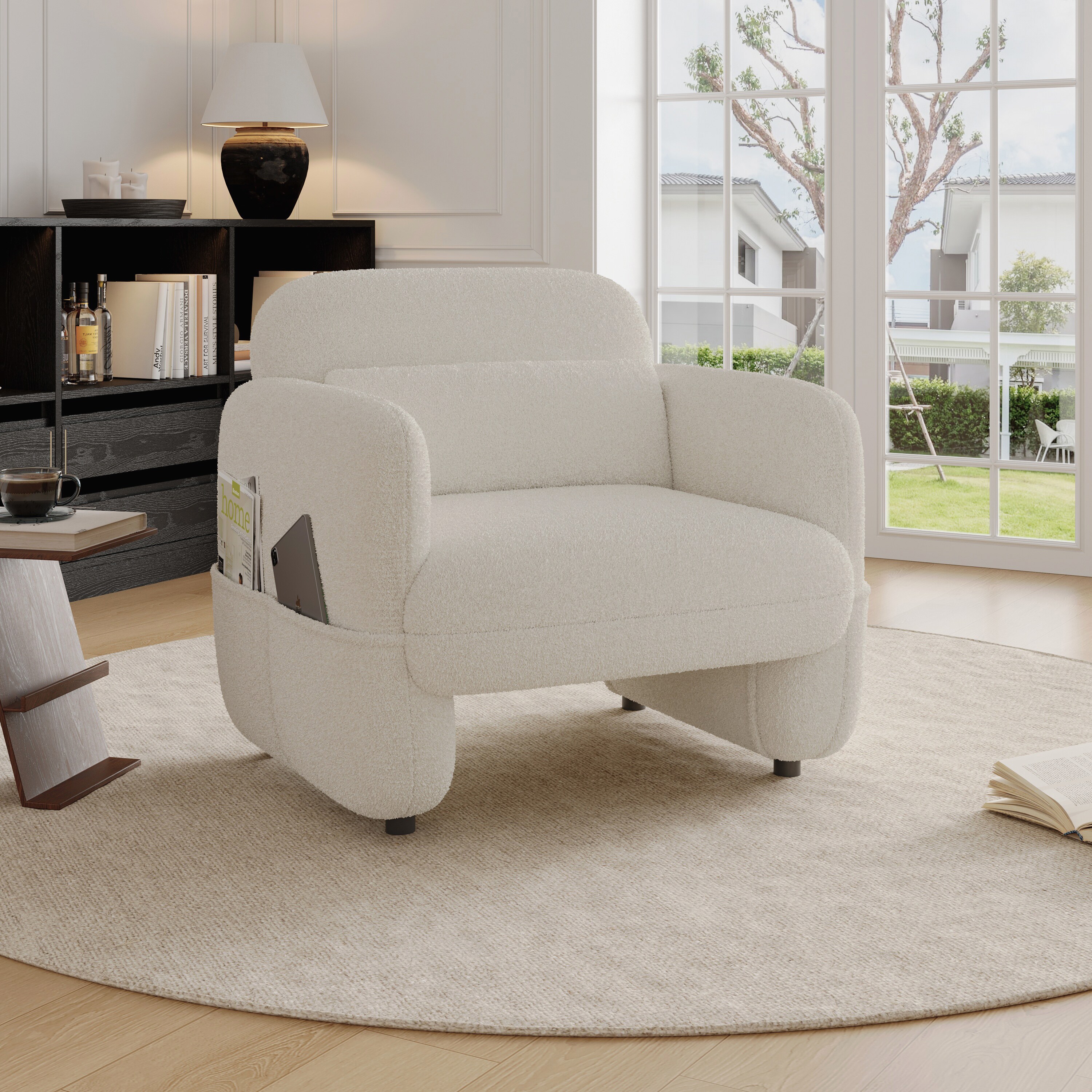 LTMATE LS1 45 Modern White Microfiber 1 -seater Sofa