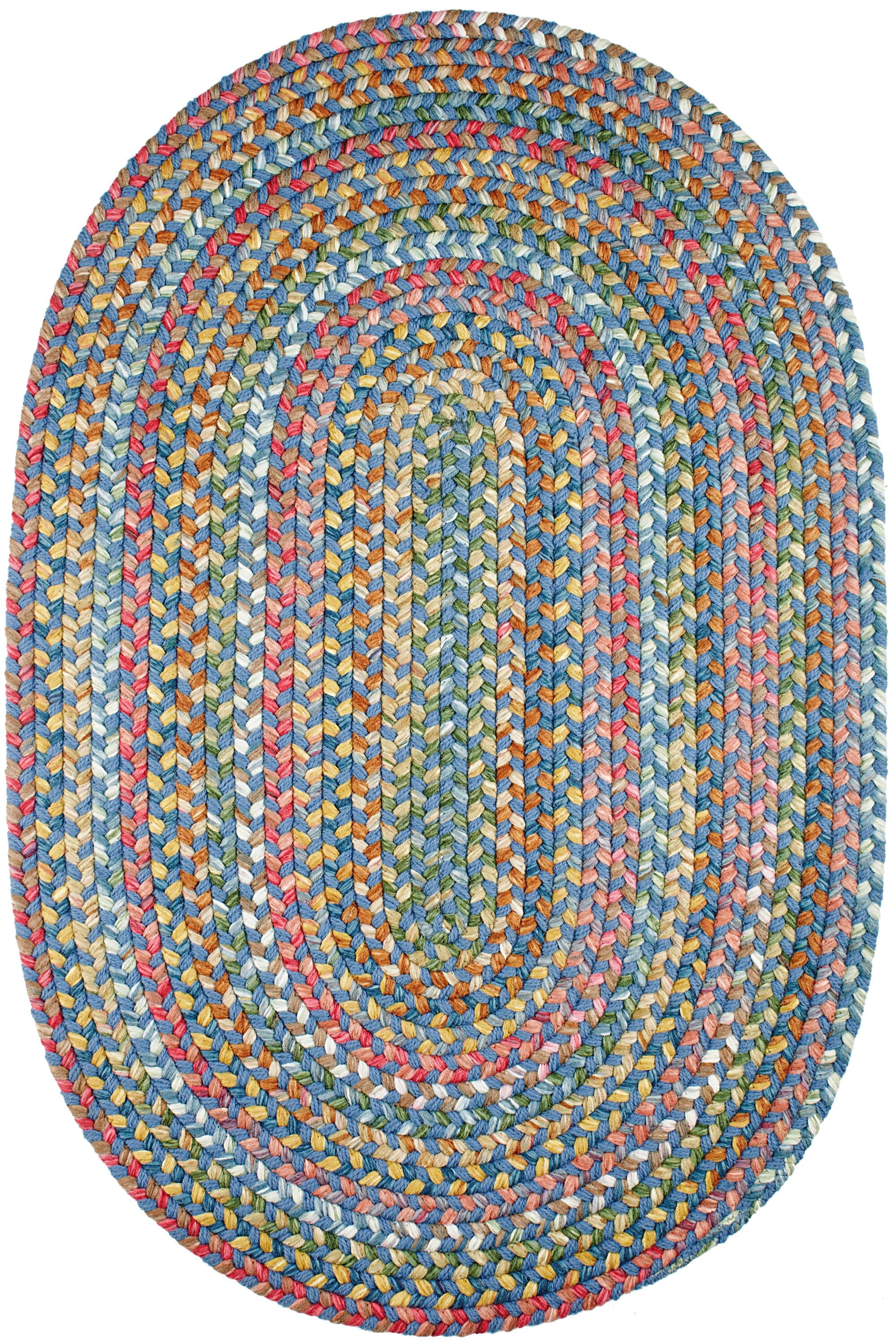 Rhody Rug CJ95R036X060 3 x 5 (ft) Braided Polypropylene Sapphire Oval Indoor/Outdoor Geometric Area rug