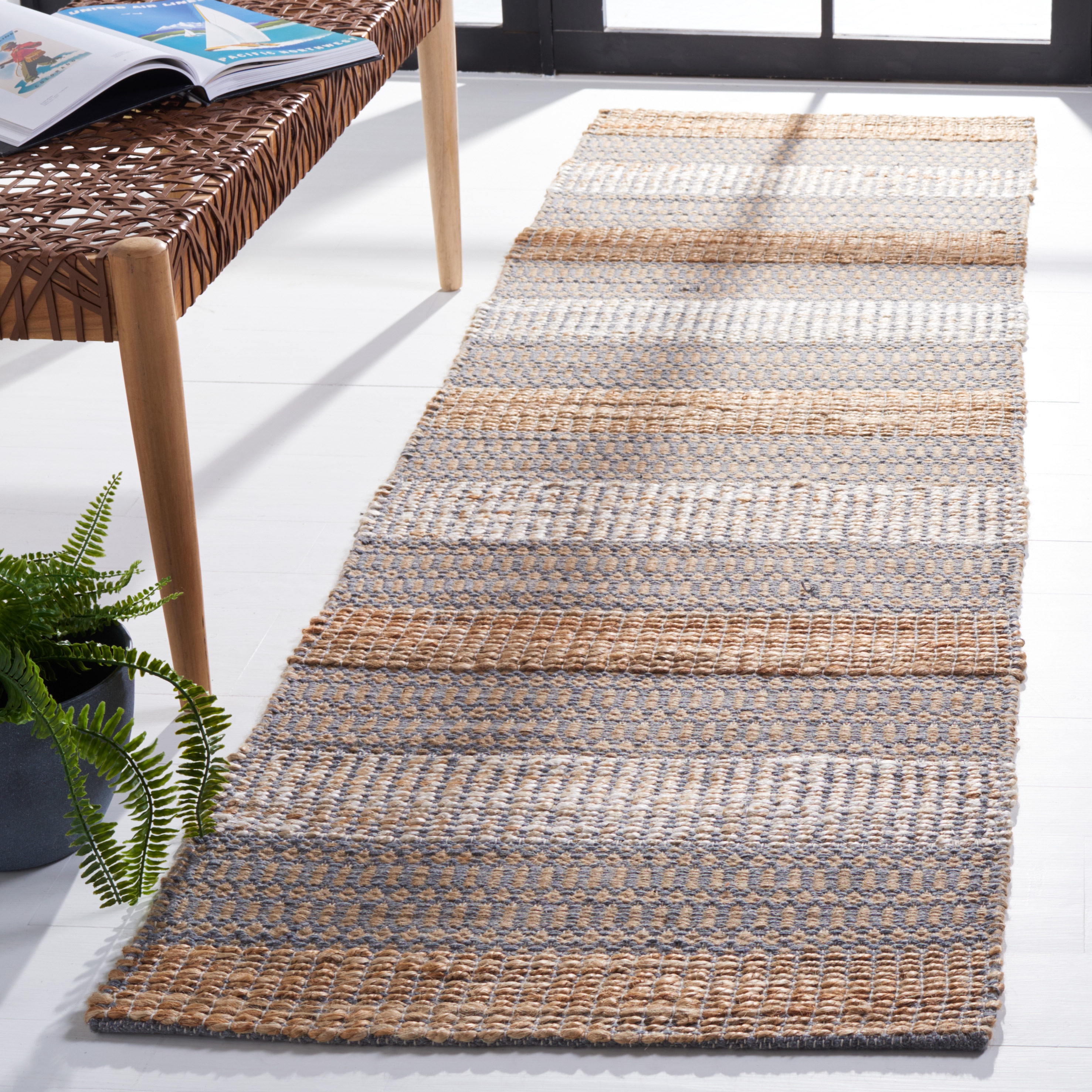 Natural Fiber 652F Grey Natural 2 x 8 Rectangular Runner rug