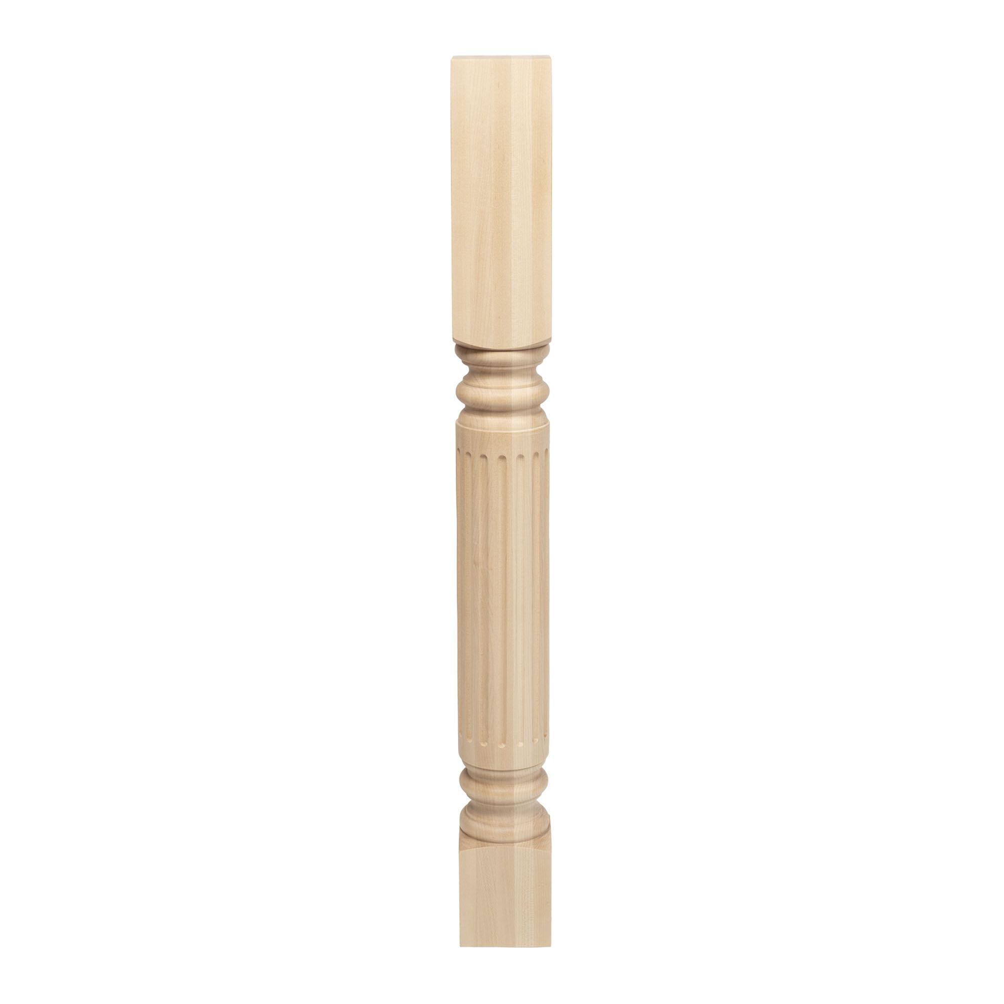 35.25" Unfinished Hard Maple Fluted Kitchen Island Leg