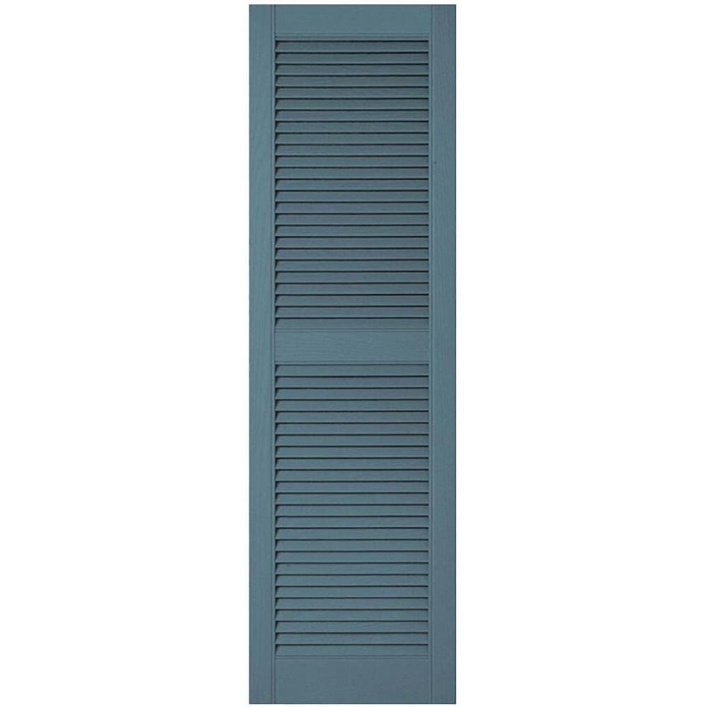 Ekena Millwork LL2C12X05300WB Lifetime Custom Straight Top Center Mullion 12-in W x 53-in H Wedgewood Blue Louvered Exterior Shutters (2-Pack)