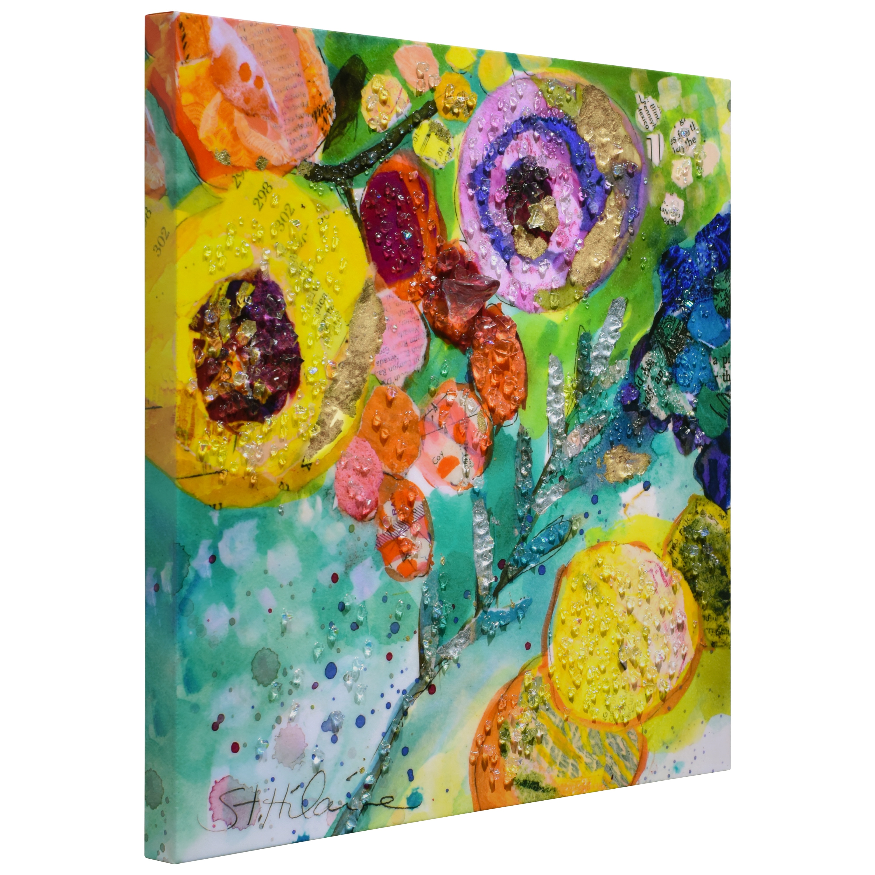 Floral Radiance II 24" Multicolor Epoxy Canvas Wall Art