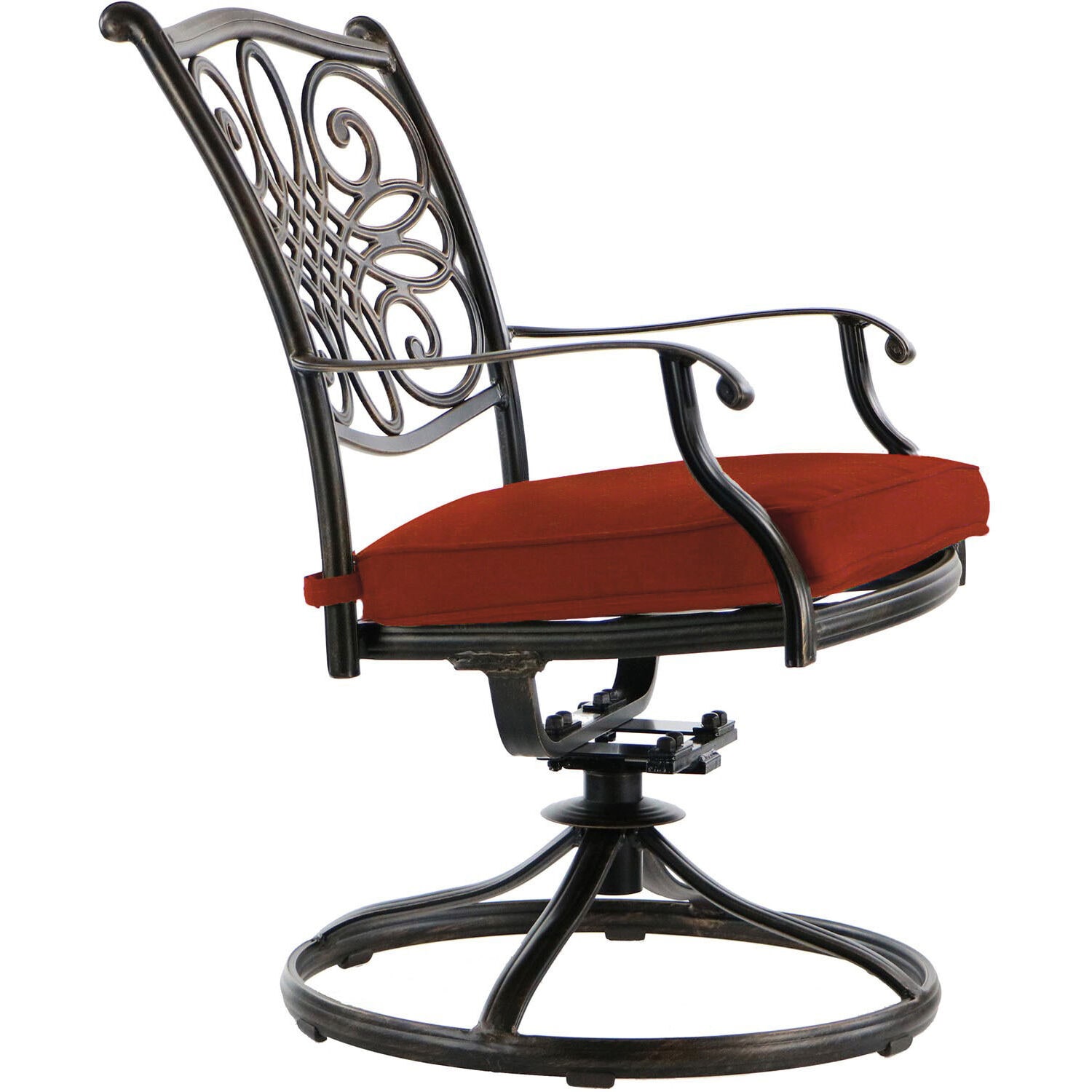 Classic Round Aluminum Outdoor Dining Set with Red Cushions