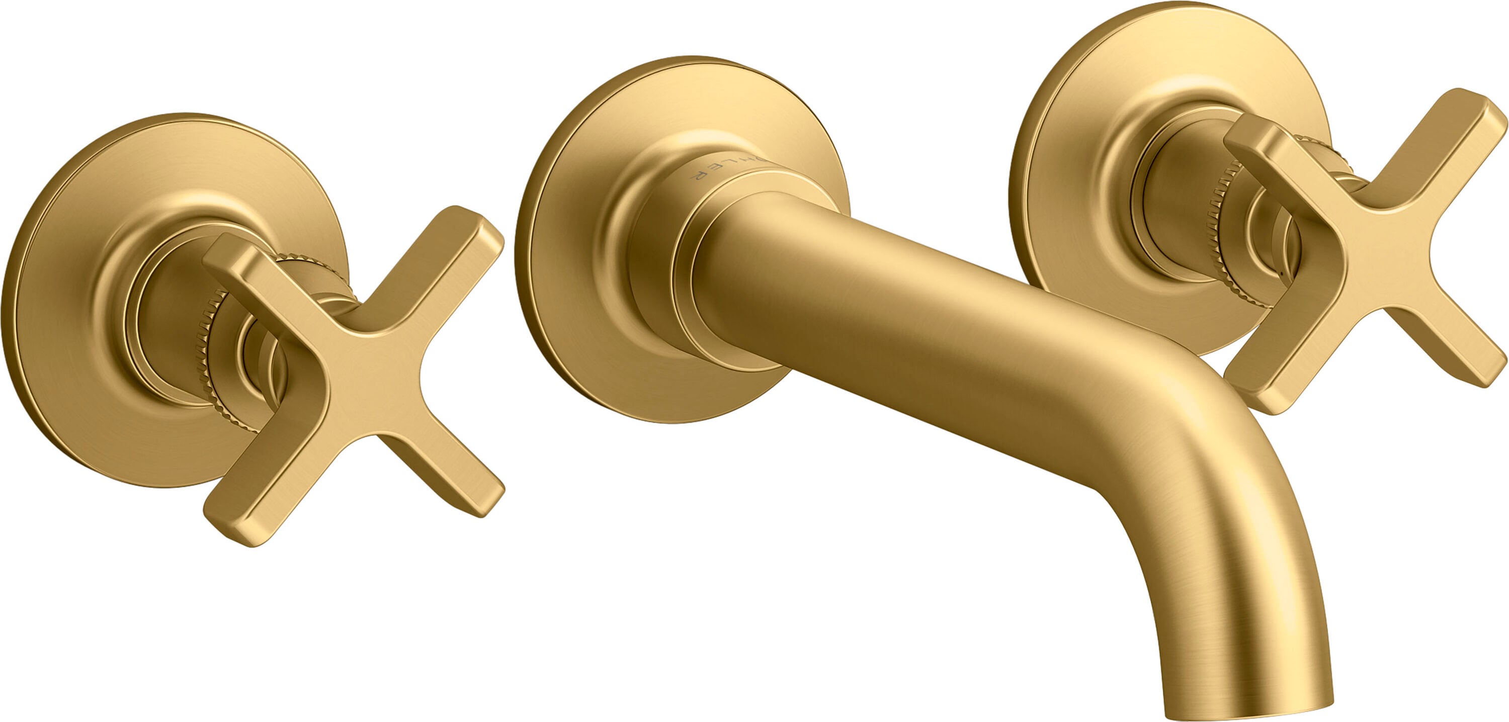 KOHLER T35910-3-2MB Castia by Studio McGee Vibrant Brushed Moderne Brass 2-handle Wall-mount Low-arc Bathtub Faucet