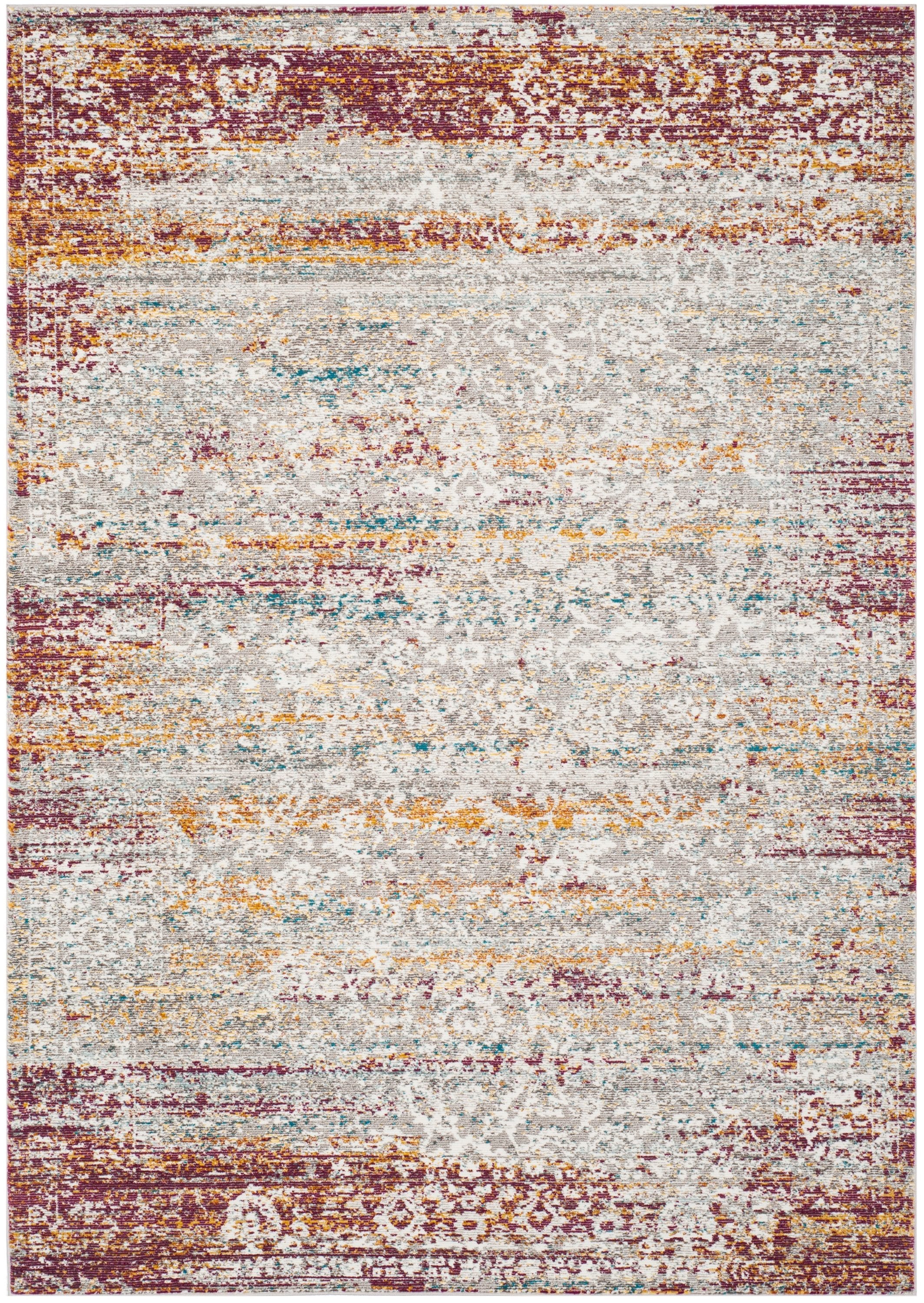 Safavieh ARA156R-5 Aria Damask 5 x 8 (ft) Loomed Polypropylene Red/Creme Rectangular Indoor Distressed/Overdyed Bohemian/Eclectic Area rug