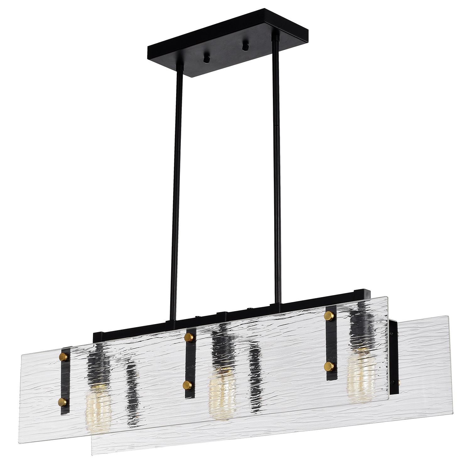 Elegant 30" Gold Linear Chandelier with Strie Glass - LED Compatible