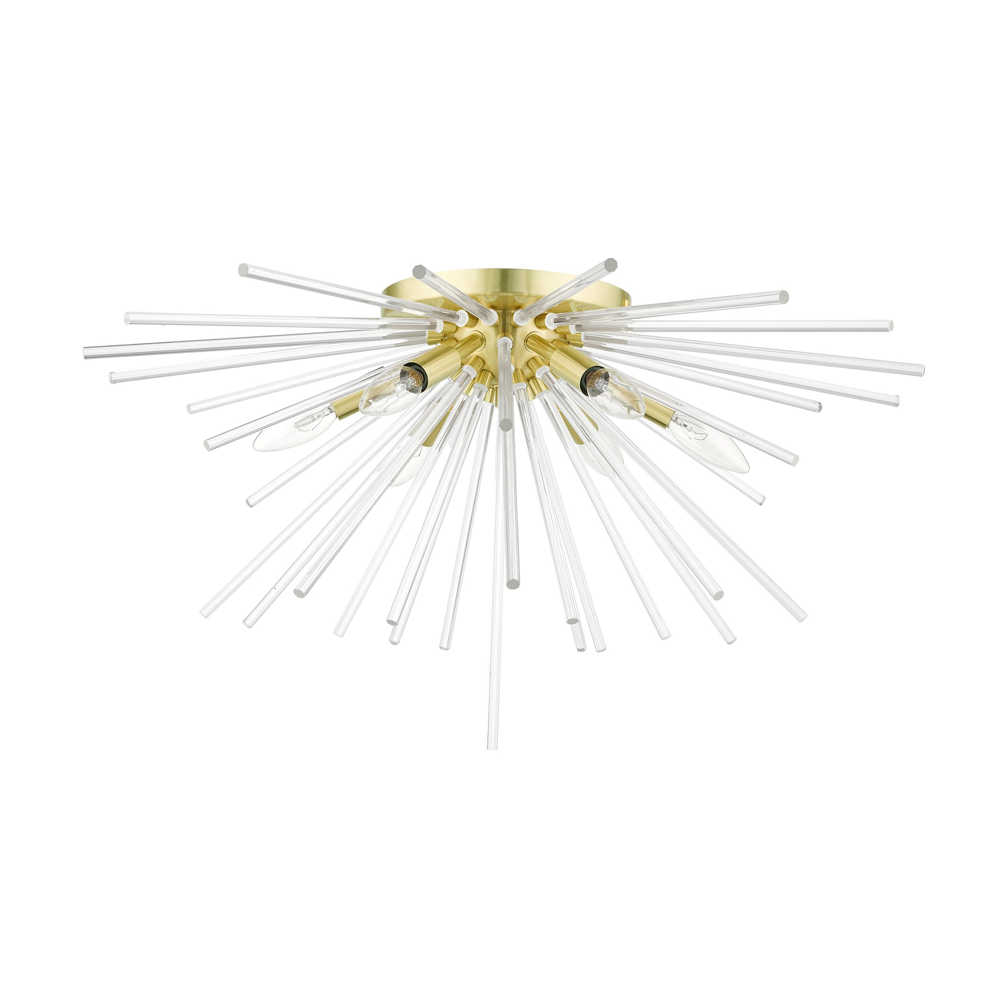 Elegant Satin Brass 6-Light Globe Chandelier with Crystal Rods