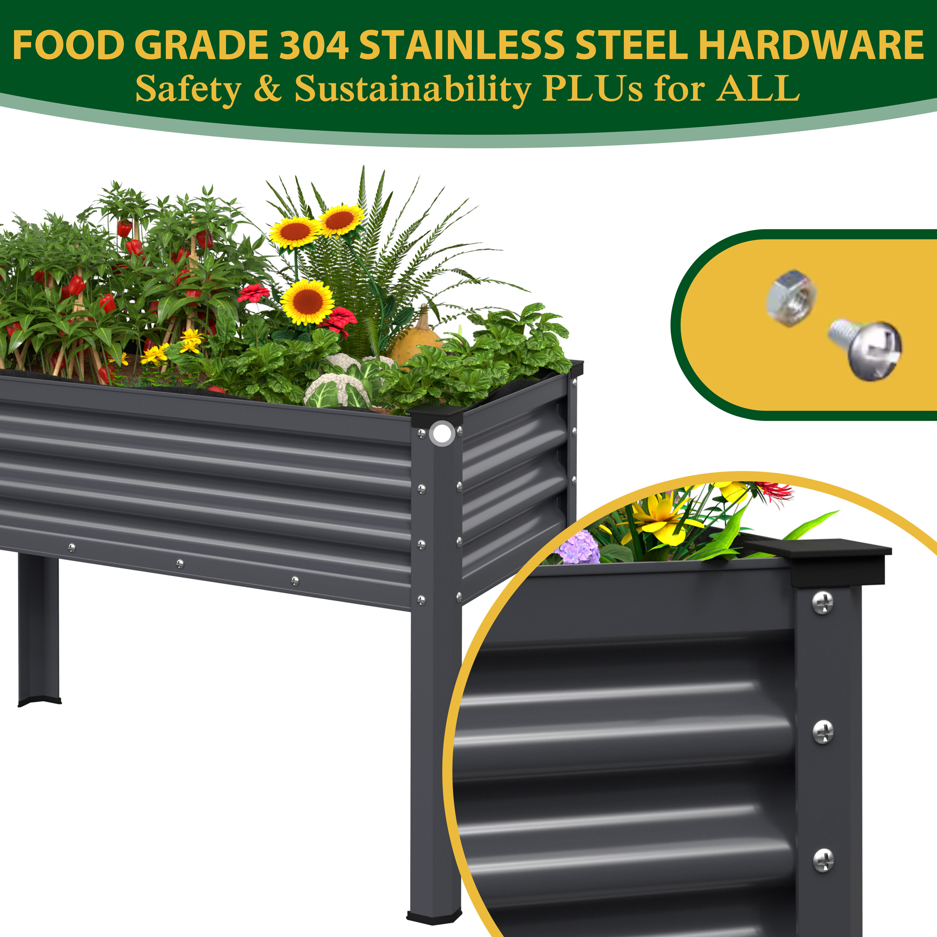 VEIKOUS PG0102-63-03GY Raised-Garden-Beds - View #7