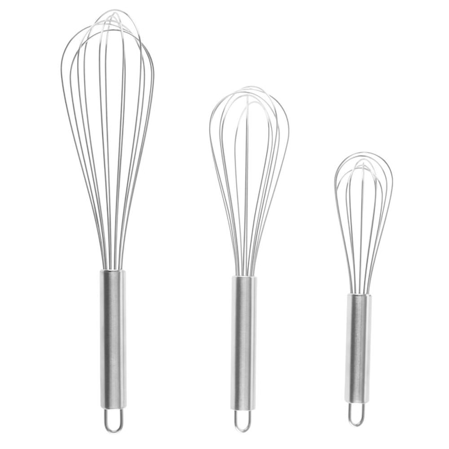 Hastings Home 3-Piece Wire Whisk Set, Stainless Steel Kitchen Utensils for Whipping Cream, Mixing Dough, Beating Egg 818803FLA