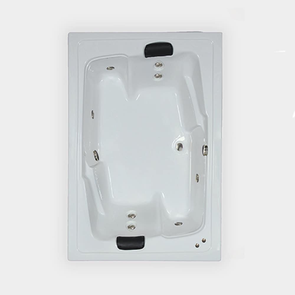 Designer 53.75-in x 71.75-in Bone Acrylic Drop-In Whirlpool Tub (Center Drain) in White | - WaterTECH 7254 BONE