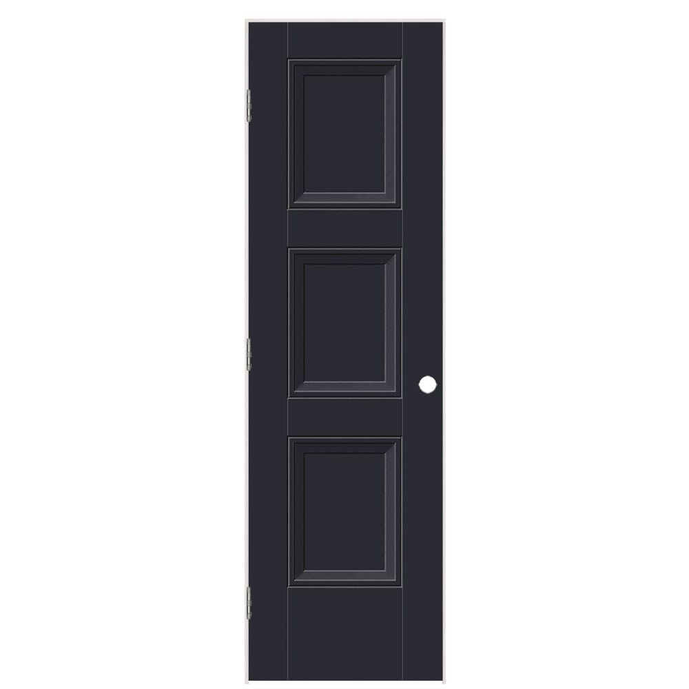 Masonite 5071861 24-in x 80-in Midnight Solid core 3-panel equal Left hand Smooth Prefinished Molded composite Flat Jamb Single Prehung Interior Door