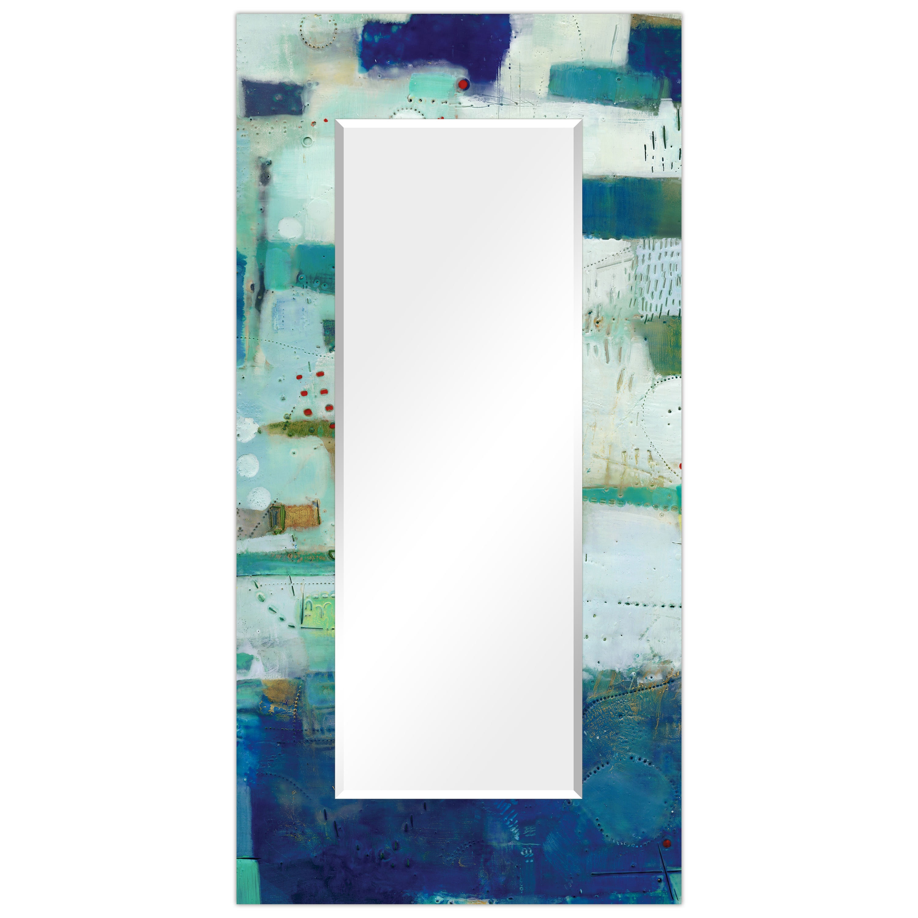 Empire Art Direct TAM-123759-7236 Tempered Glass Frame Wall Mirror 36-Inches W x 72-Inches H Rectangle Blue Beveled Wall Mirror