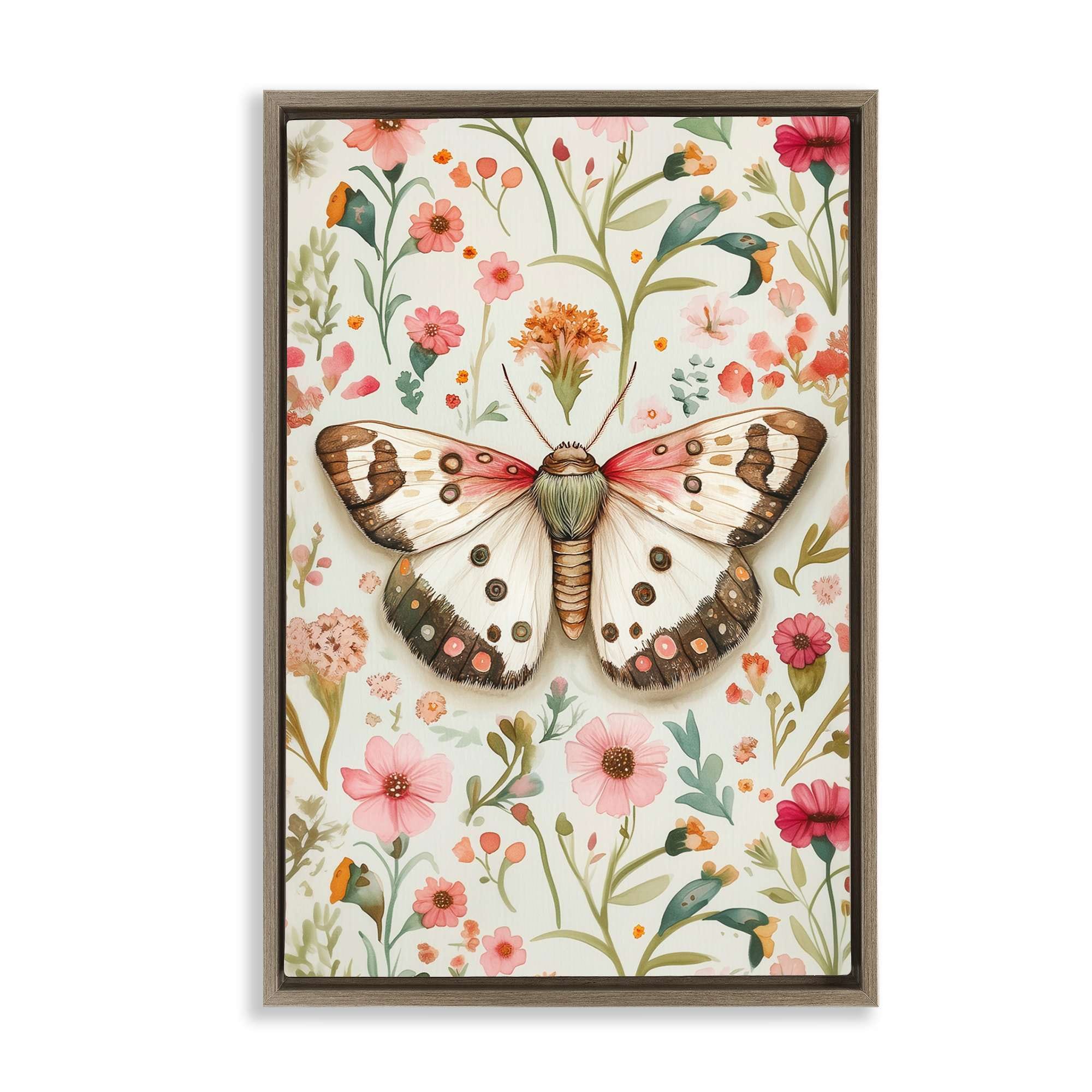 Stupell Industries BT-869-FFE-20X30 Botanical Butterfly on Florals Floating Frame design by The Dutch Lady