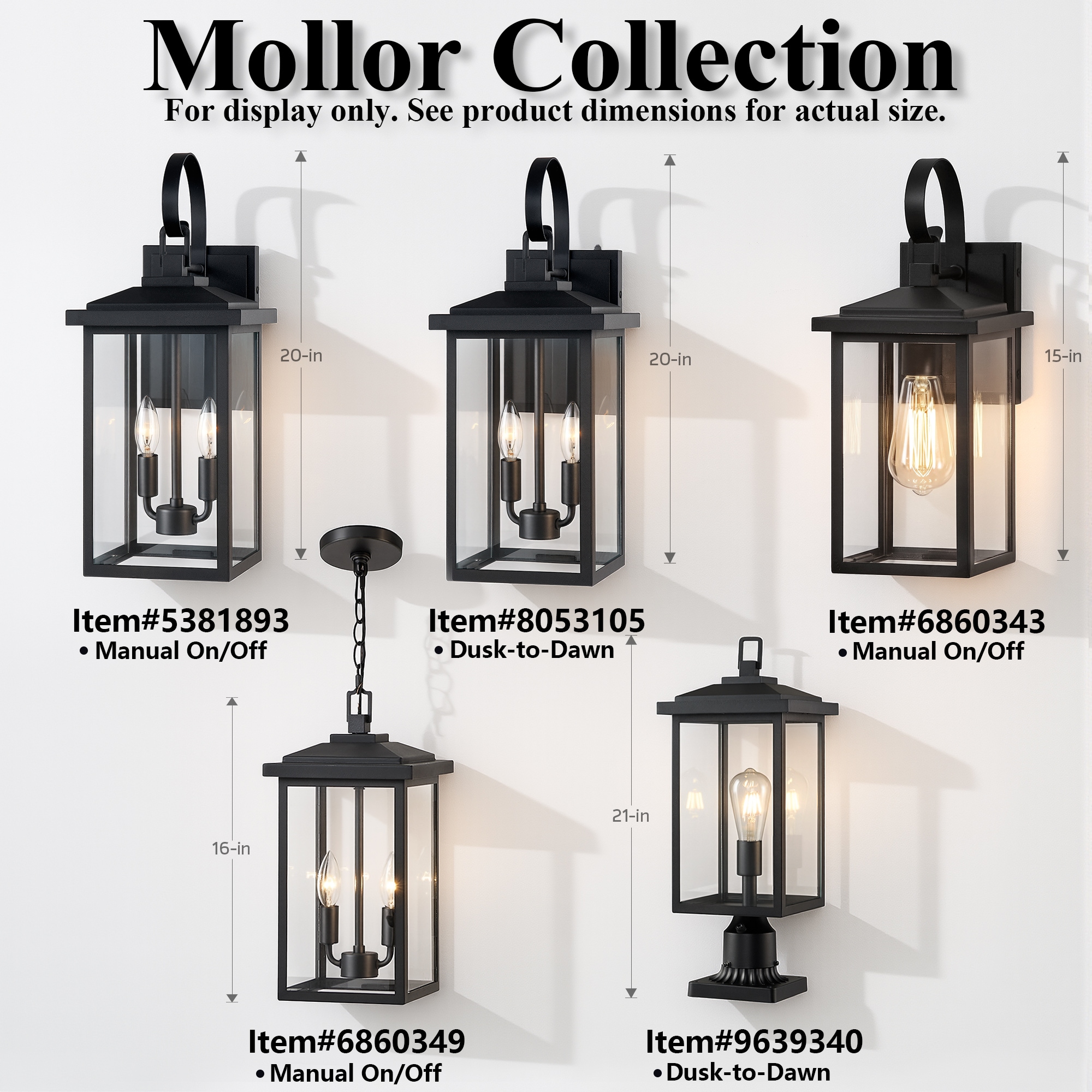 KAWOTI Mollor 2-Light 20-in H Matte Black Outdoor Wall Light 21178