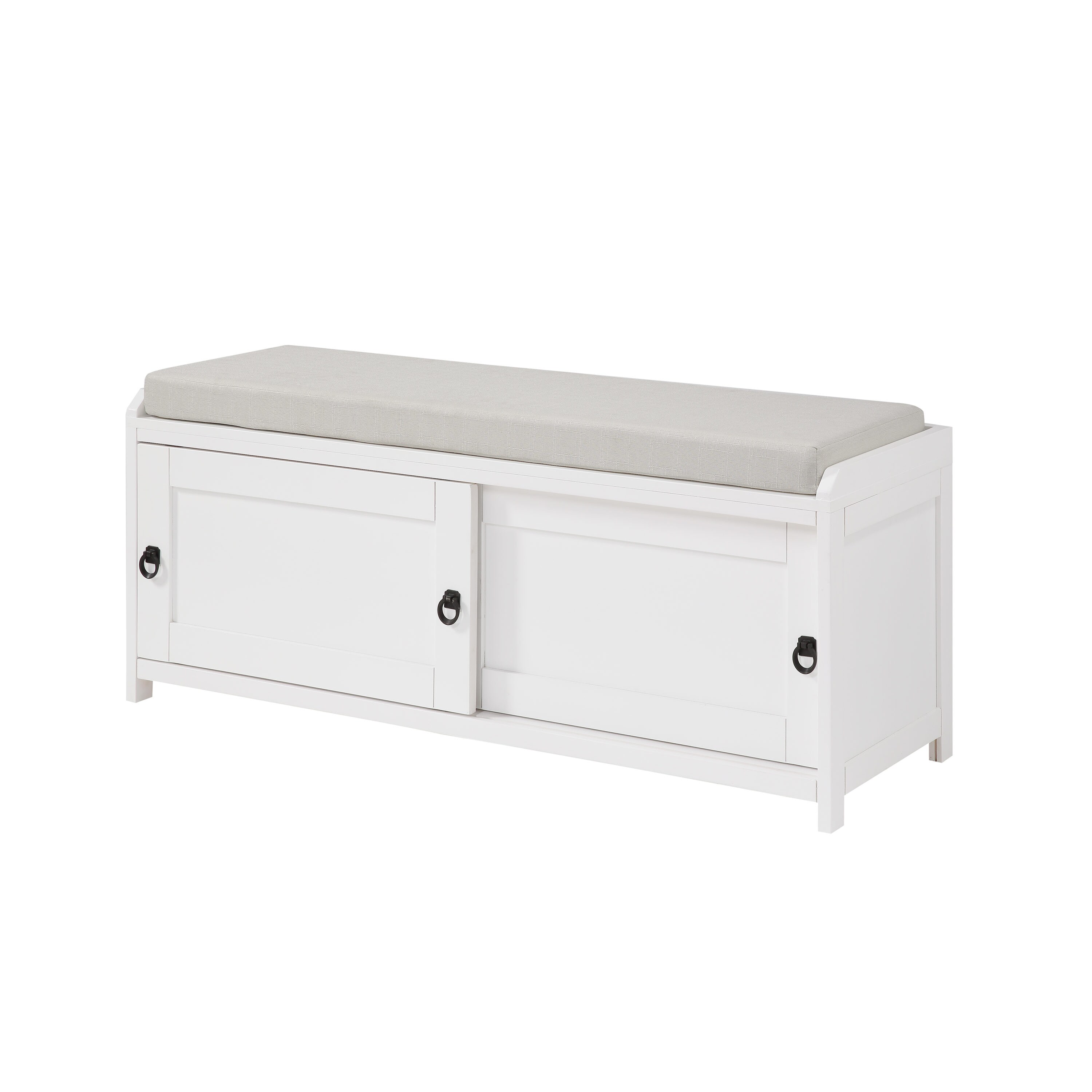 CASAINC Modern White Storage Bench with Storage 15.3-in x 46.8-in x 19. ...