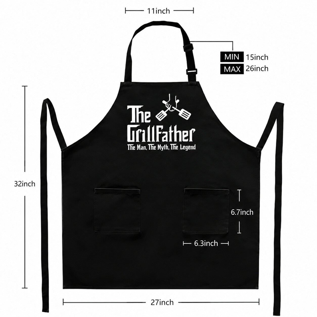 JVFCXXV Funny Grill Apron for Men The Grillfather Chef Cooking Grilling ...