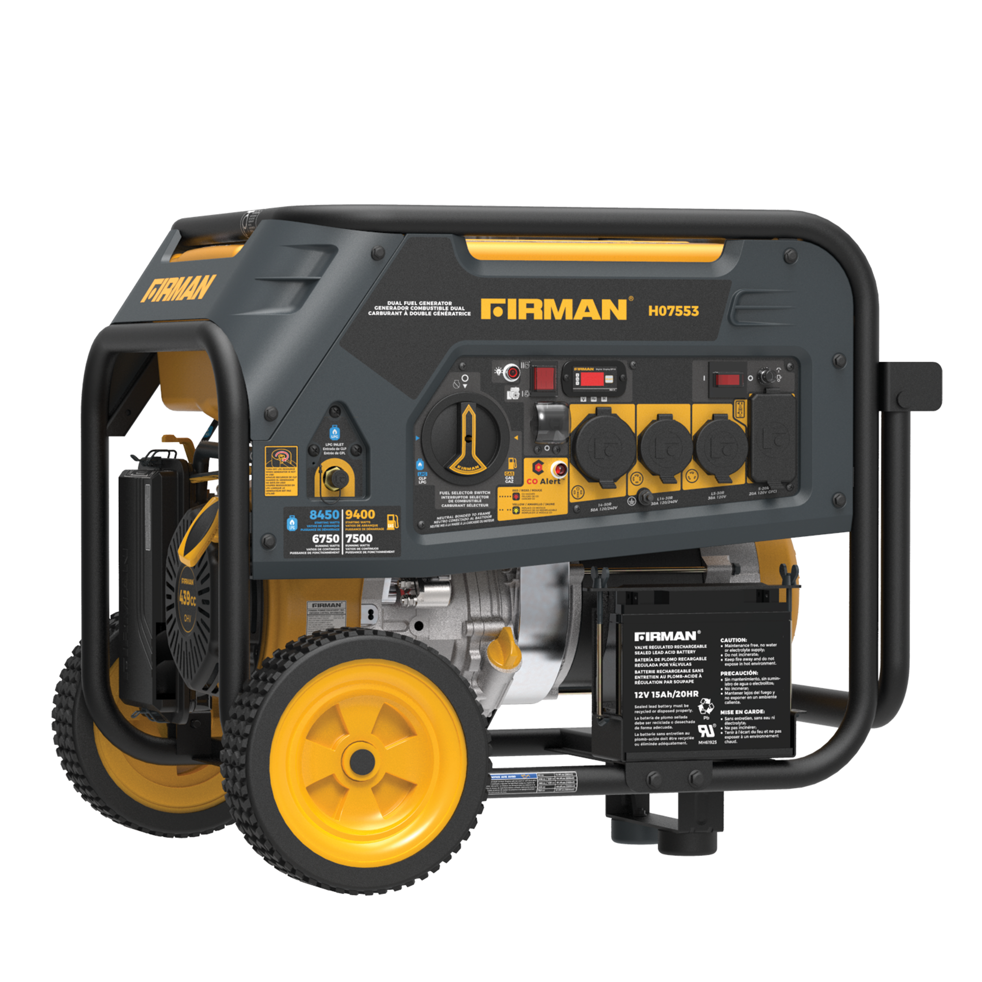 Firman Hybrid 7500-Watt Dual Fuel (Gasoline/Propane) Portable Generator