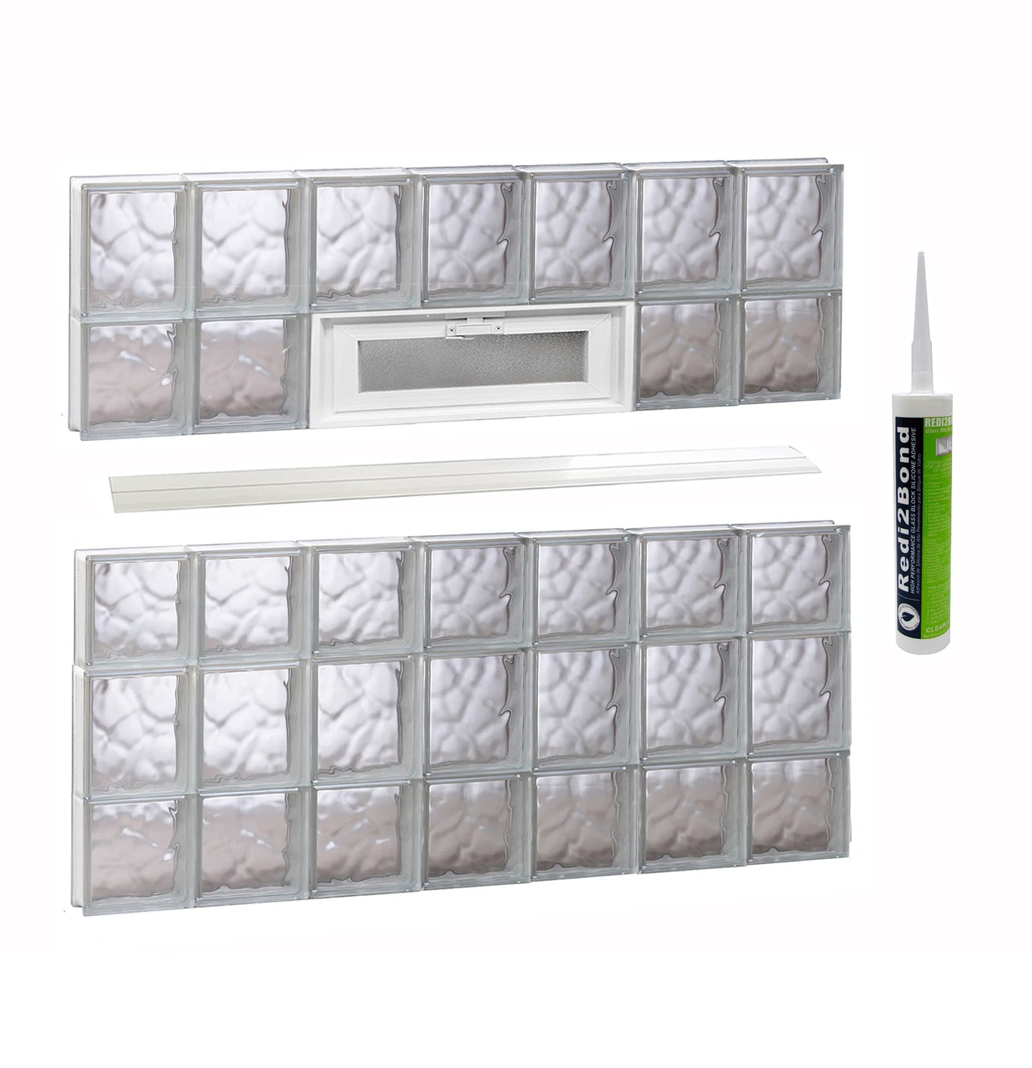 REDI2SET V4234DC Wavy Glass 40-1/4-in x 32-3/4-in Frameless Replacement Vented Glass Block Window
