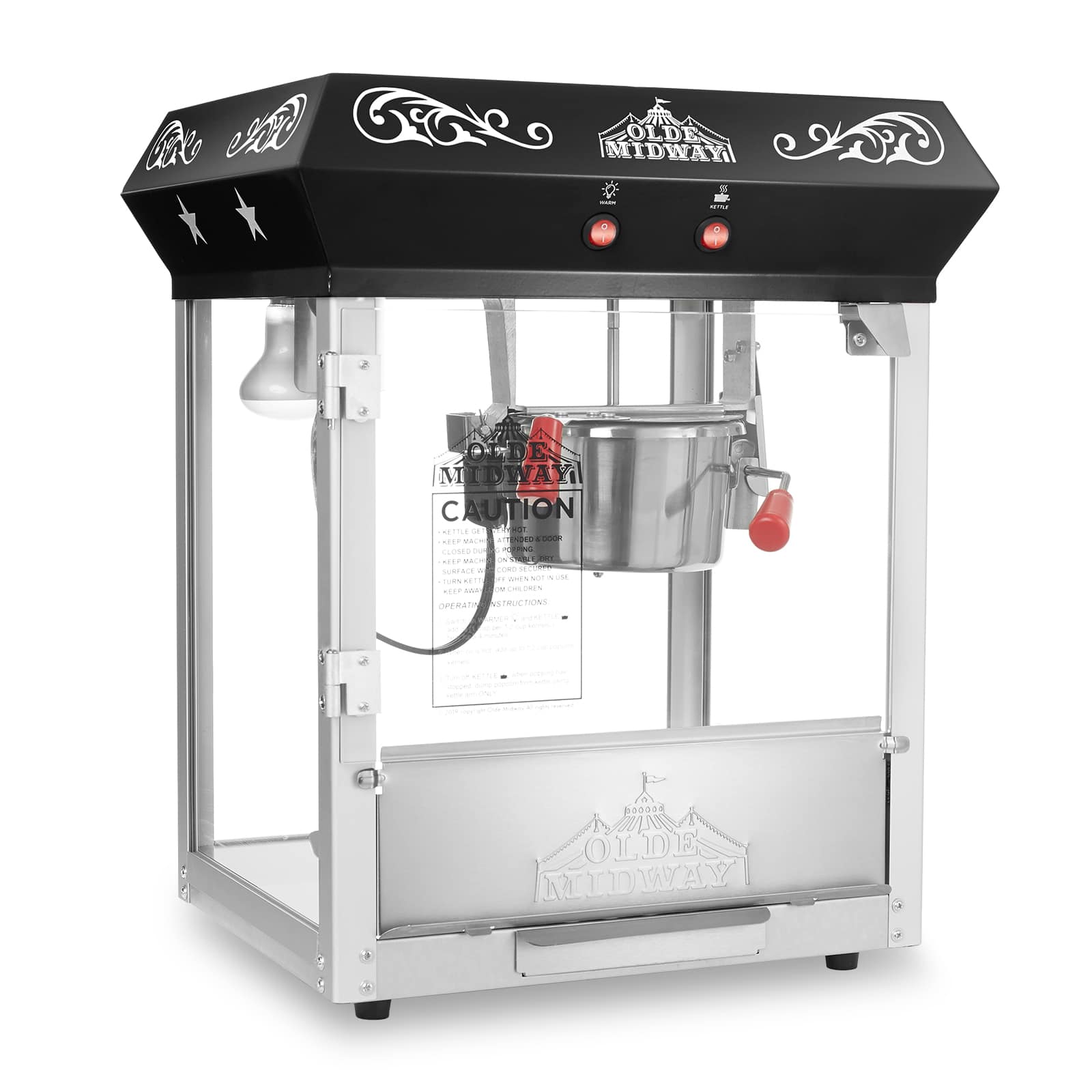 Olde Midway CON-POP-600-BLK Bar Style Popcorn Machine with 6-oz Kettle - Black