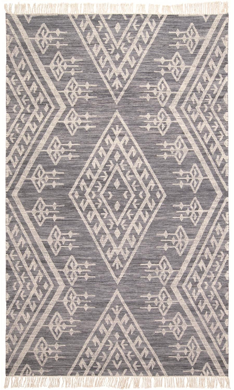 Room Envy 859R0795NVYIVYH00 Bray 10 x 14 (ft) Loomed Wool Dusty Blue/Ivory Rectangular Indoor Geometric Bohemian/Eclectic Area rug