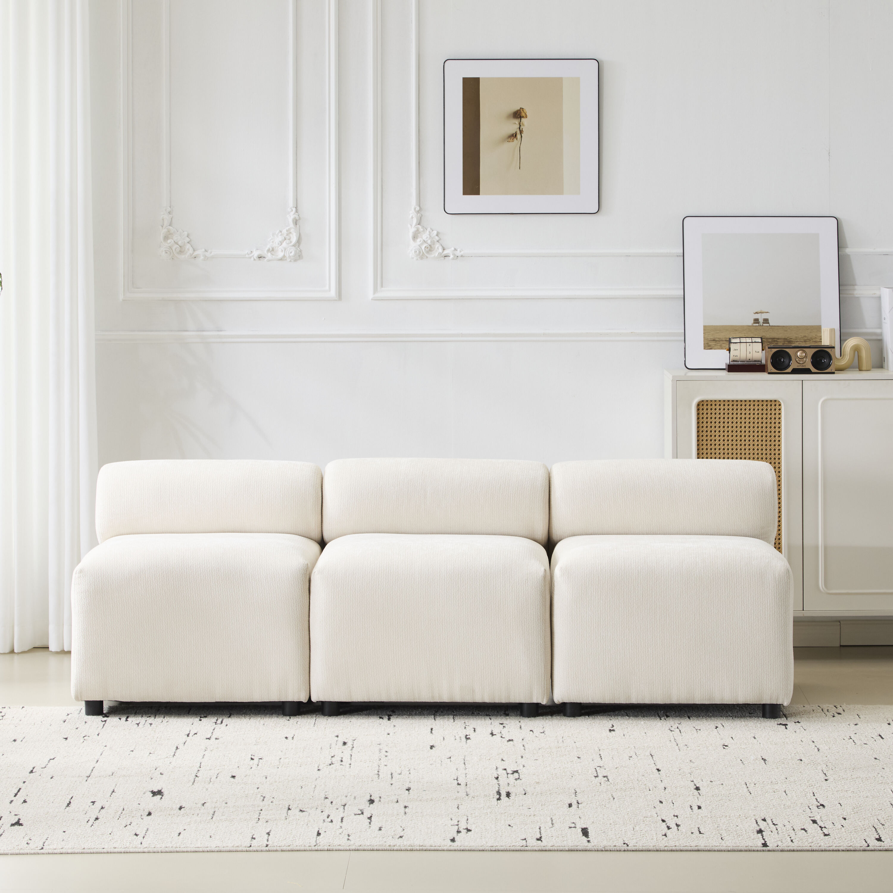Christopher Knight Home - Evelyn Modern Modular Chenille Sectional Armless Chair Set of 3 with So...