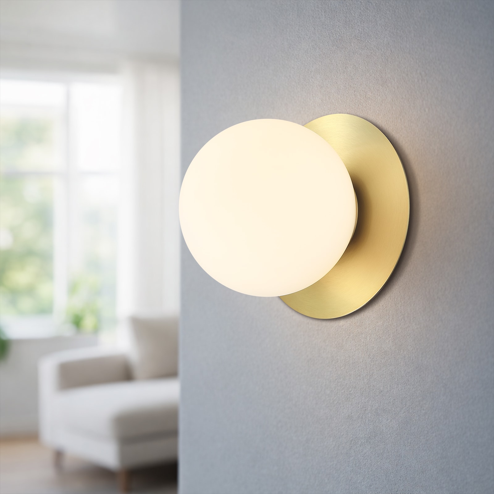 True Fine 7.1-in W 1 -Light Brushed Brass Hardwired Damp rated Wall Sconce