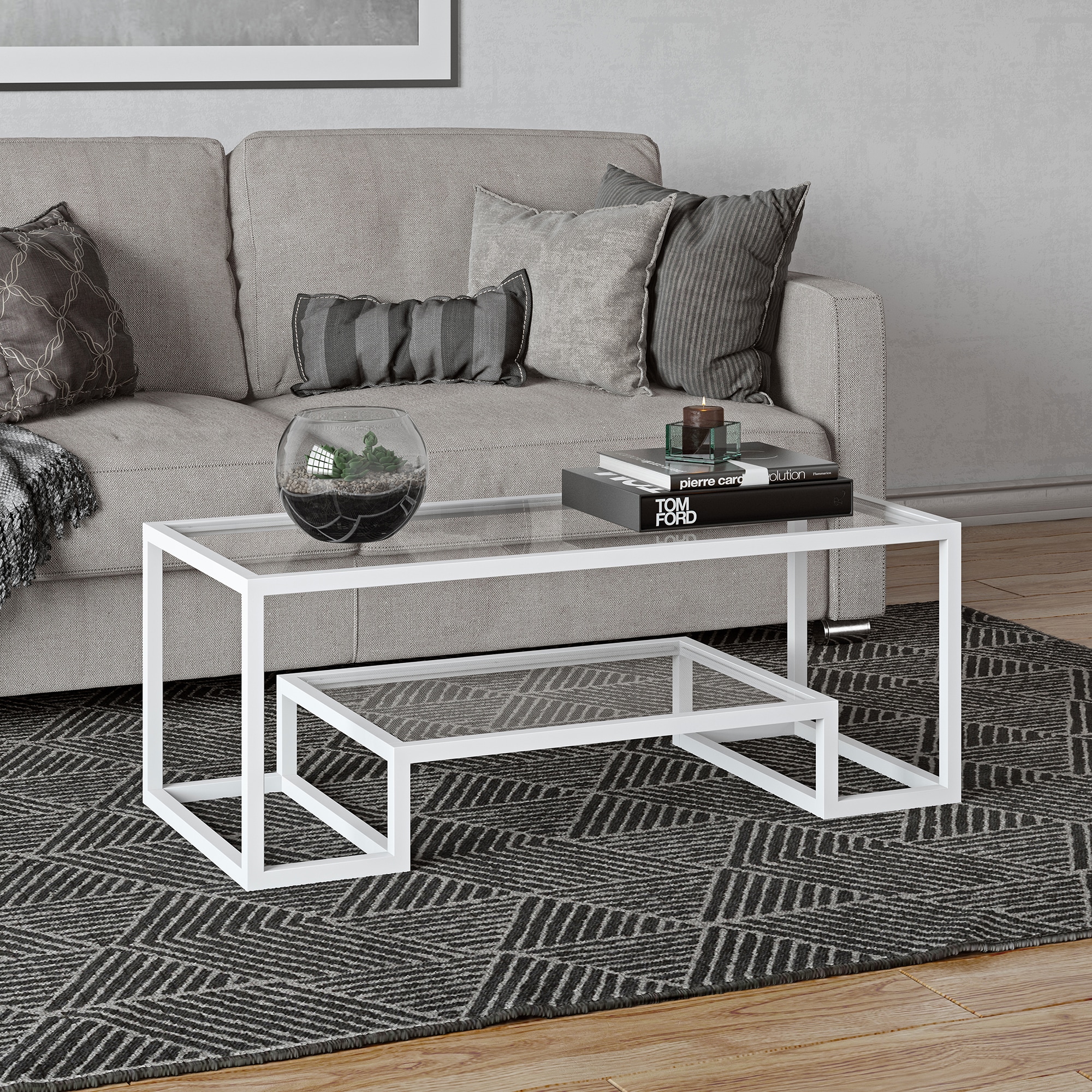 Hailey Home CT0349 Athena White Metal Modern Coffee Table