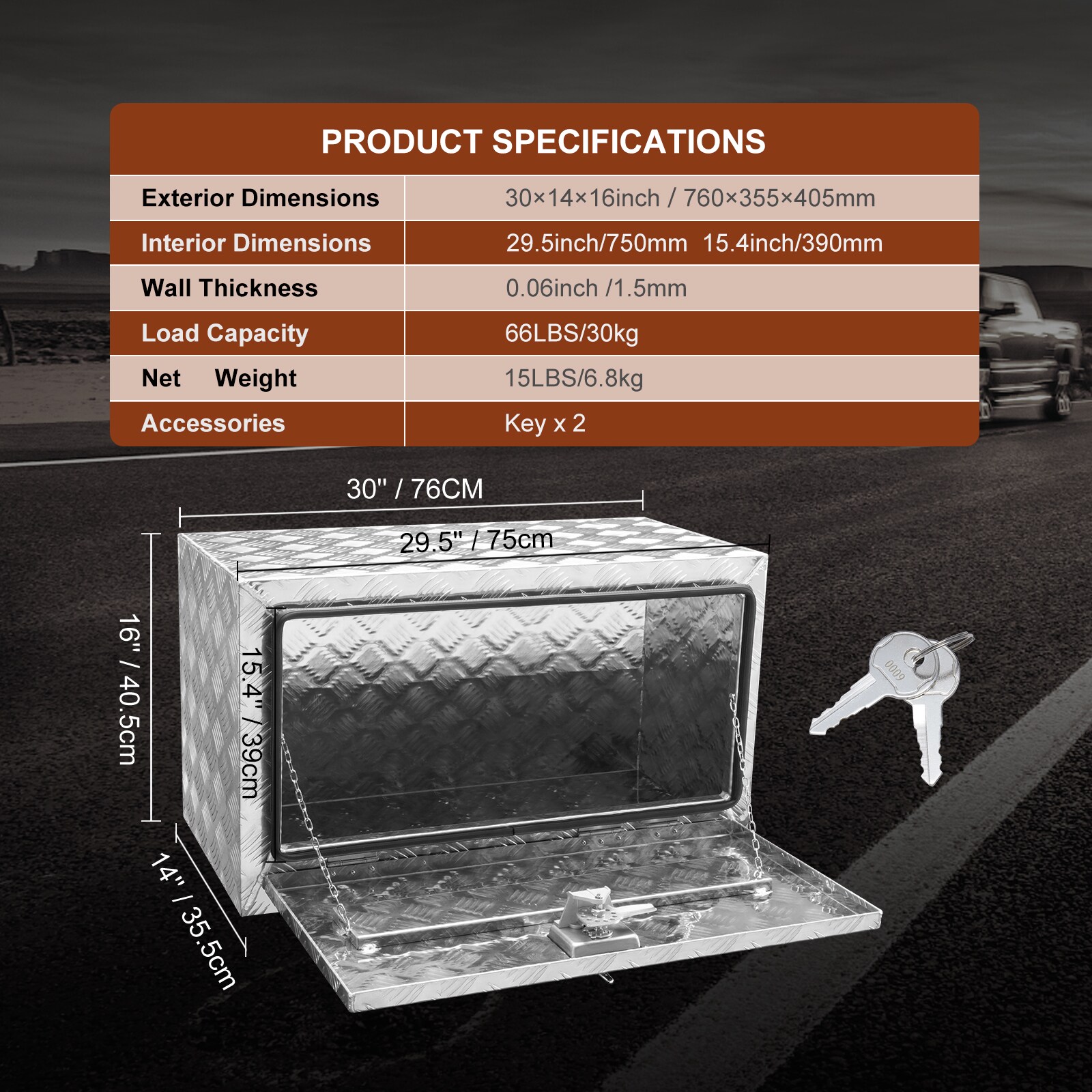VEVOR CDK301416INCH2LT5V0 Truck-Tool-Boxes - View #8