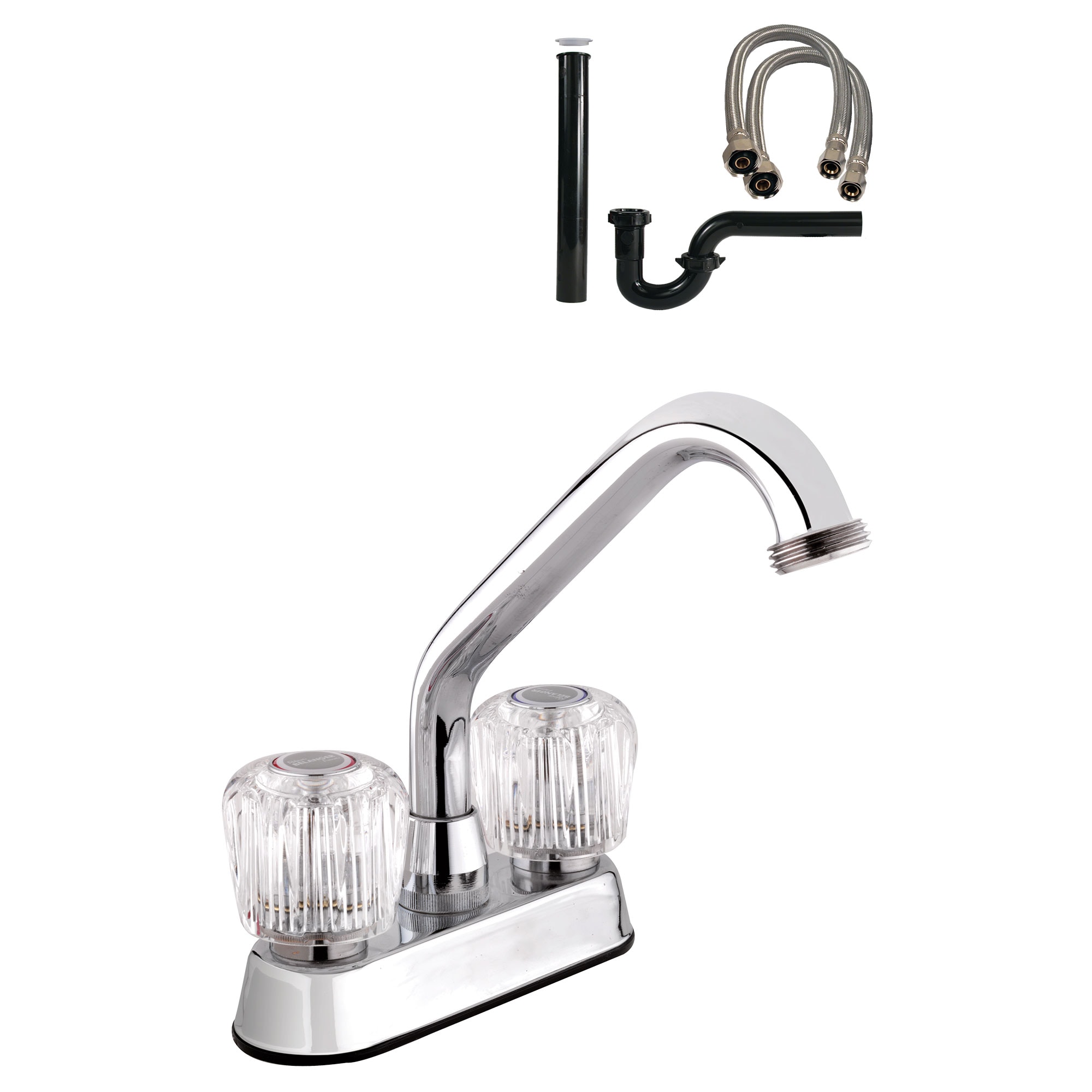 Belanger 2940WKIT Polished chrome 4-in centerset 1-handle Mid-arc Commercial/Residential Handle Bathroom Sink Faucet with Drain with Deck Plate