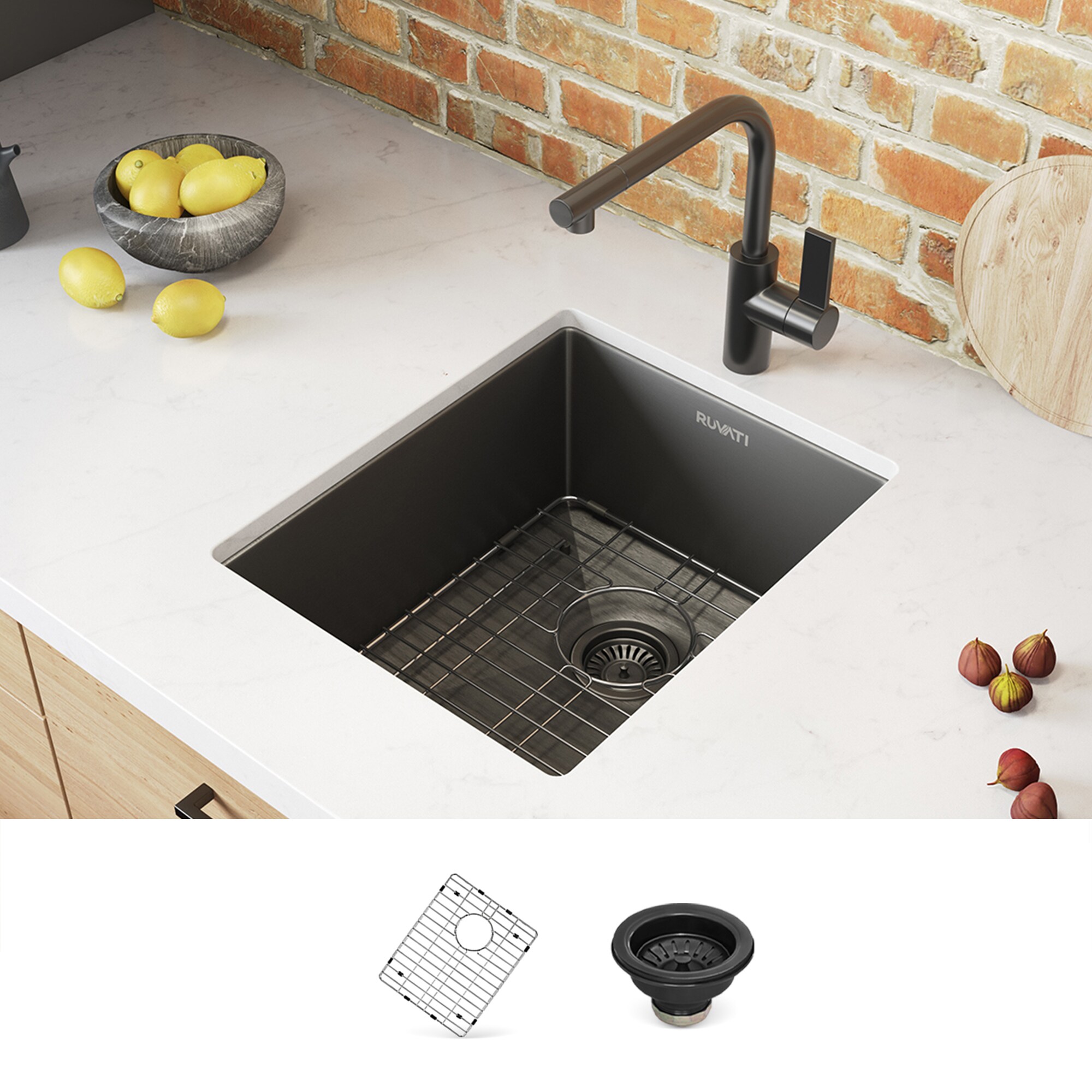 Ruvati RVH7114BL 18-in L x 14-in W Stainless steel Undermount Commercial/Residential Bar Sink