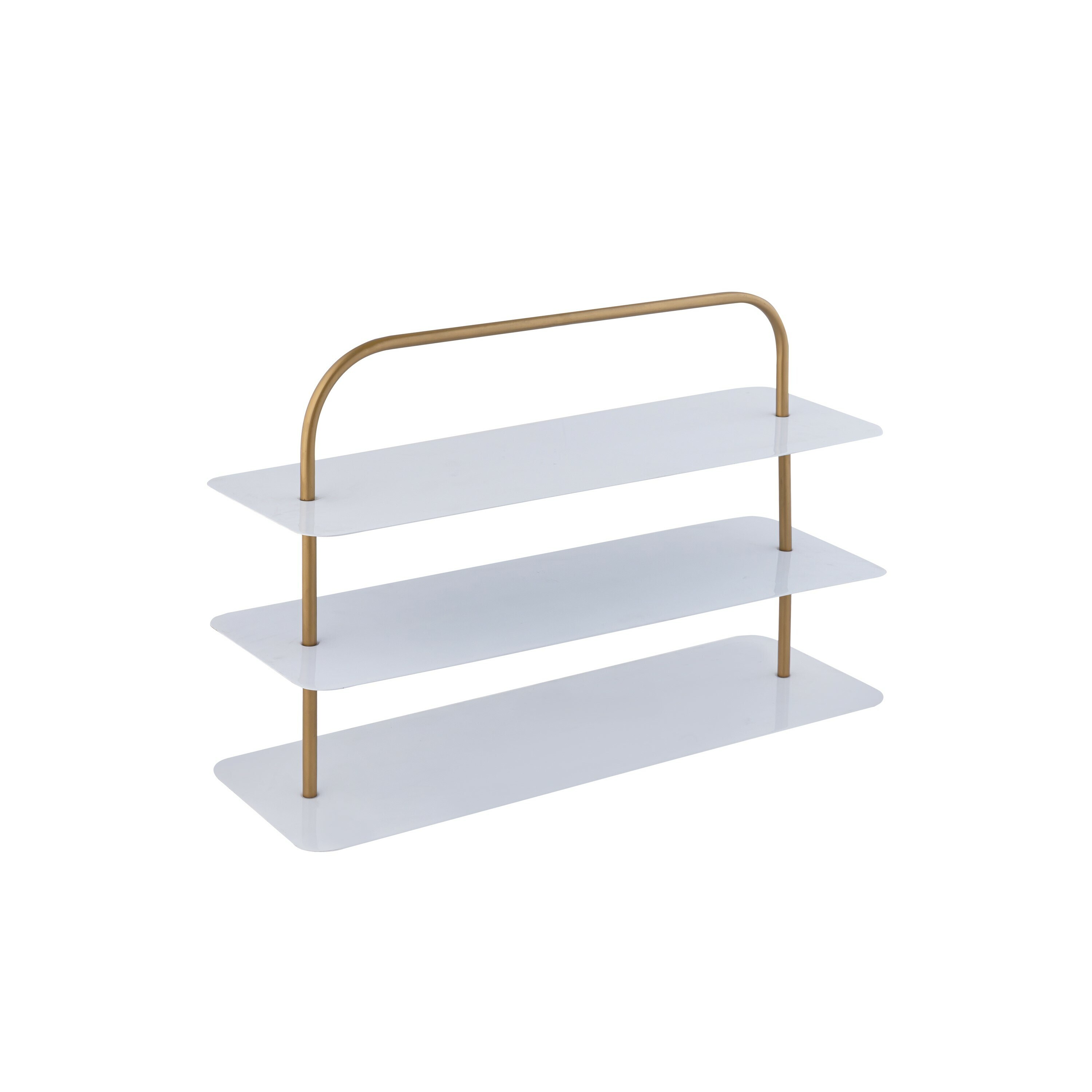 happimess SRK1002C 24.5-Inches H 3 Tier 9 pair White/Gold Metal Shoe rack