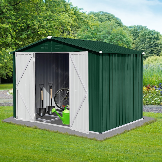 SINOFURN 6-ft x 8-ft Galvanized Steel Storage Shed at Lowes.com