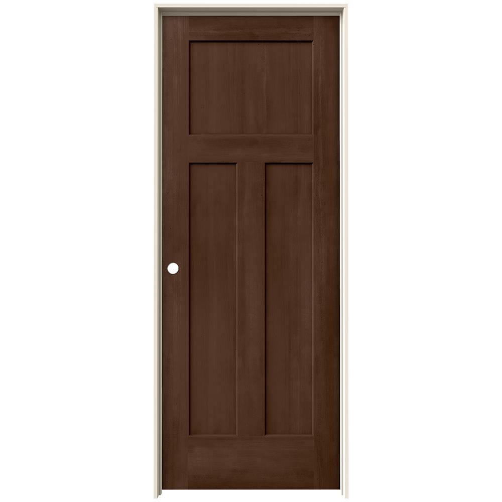 JELD-WEN 24-in x 80-in Milk Chocolate Hollow Core 3-panel Craftsman Right Hand Smooth Stained Molded Composite Flat Jamb Single Prehung Interior Door -  LOWOLJW222200763