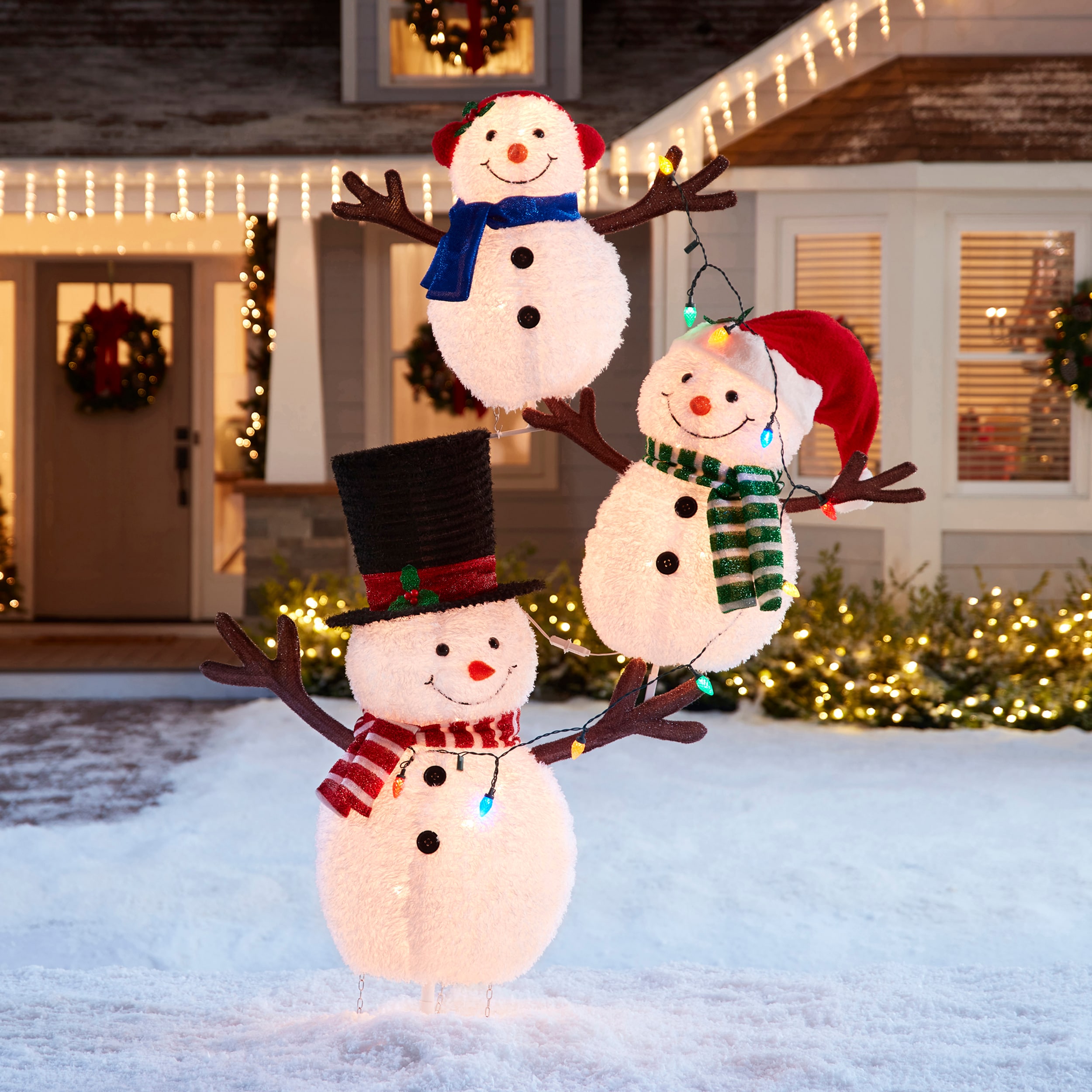 Holiday Living 72-in Snowman Free Standing Decoration with Clear ...