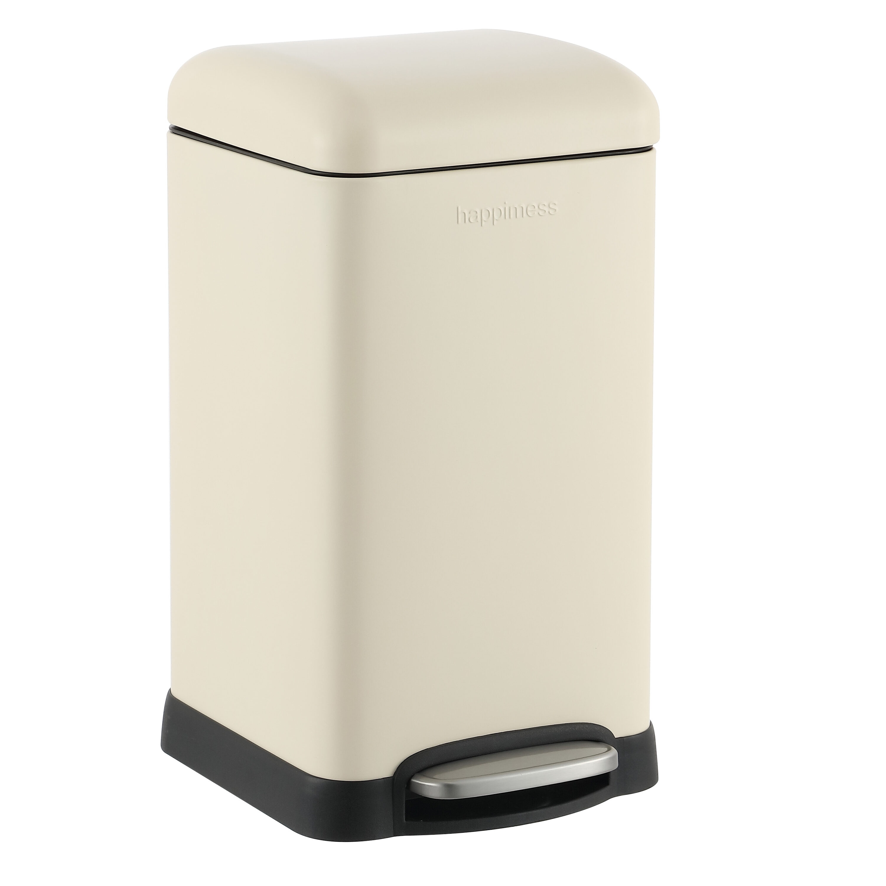 happimess HPM1012J 3.2 Gallon Limestone Beige Metal Indoor Kitchen Step Trash Can