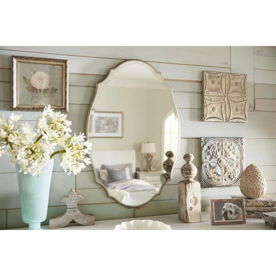 allen + roth 20-in W x 30-in H Oval Silver Beveled Wall Mirror in