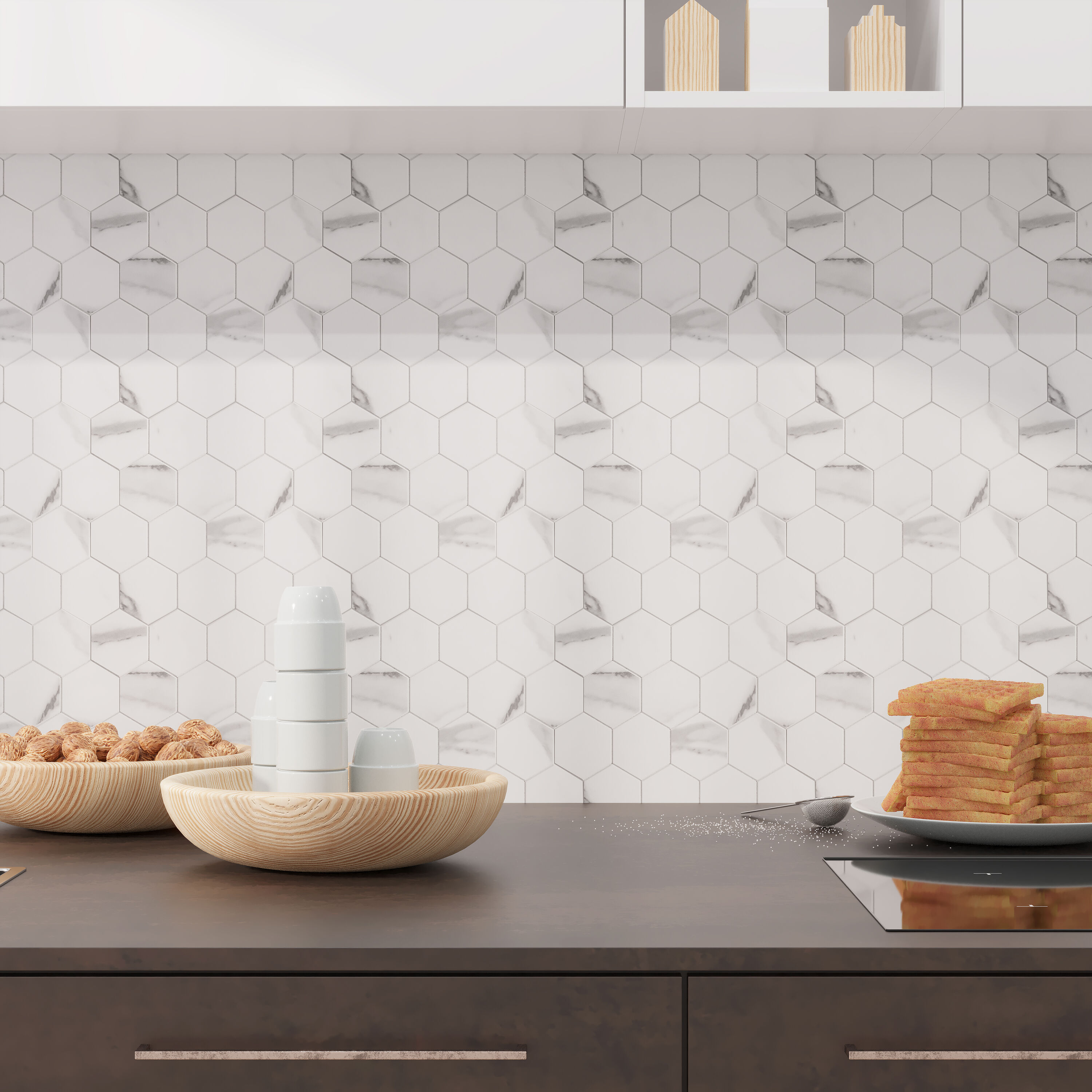 Avant Decor Sample - Lisbon Carrara 4-in x 4-in Marble Look Wall Tile ...