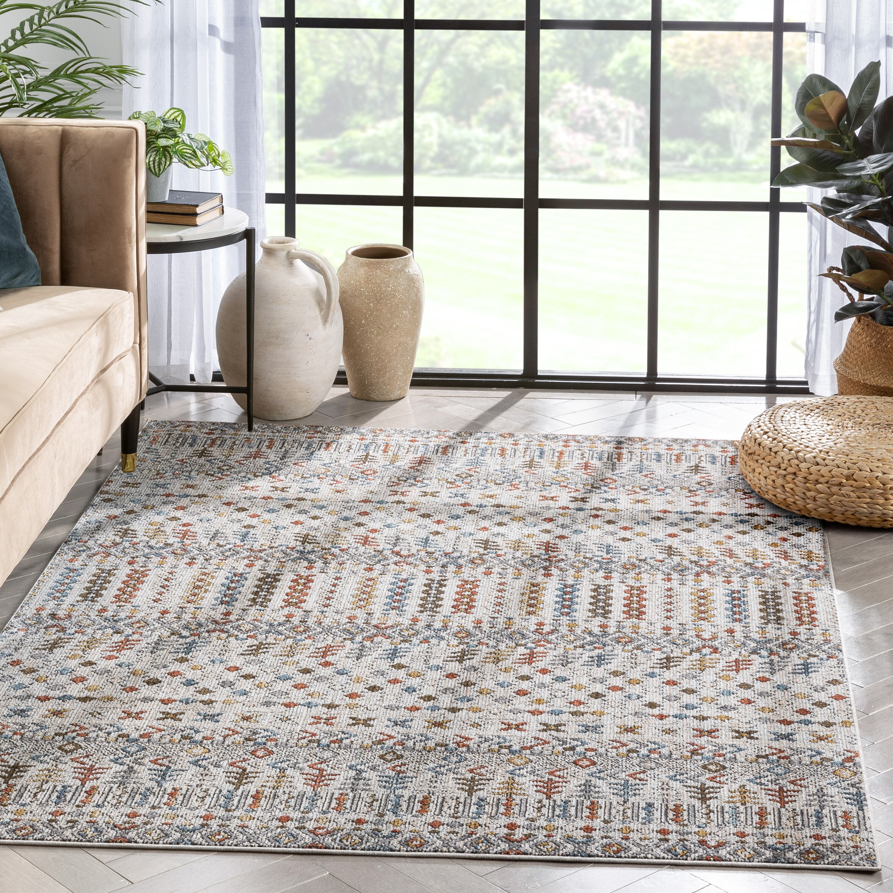 Well Woven Modern Solid Color Border Runner Rug - 2' x 7'3 - 2' x