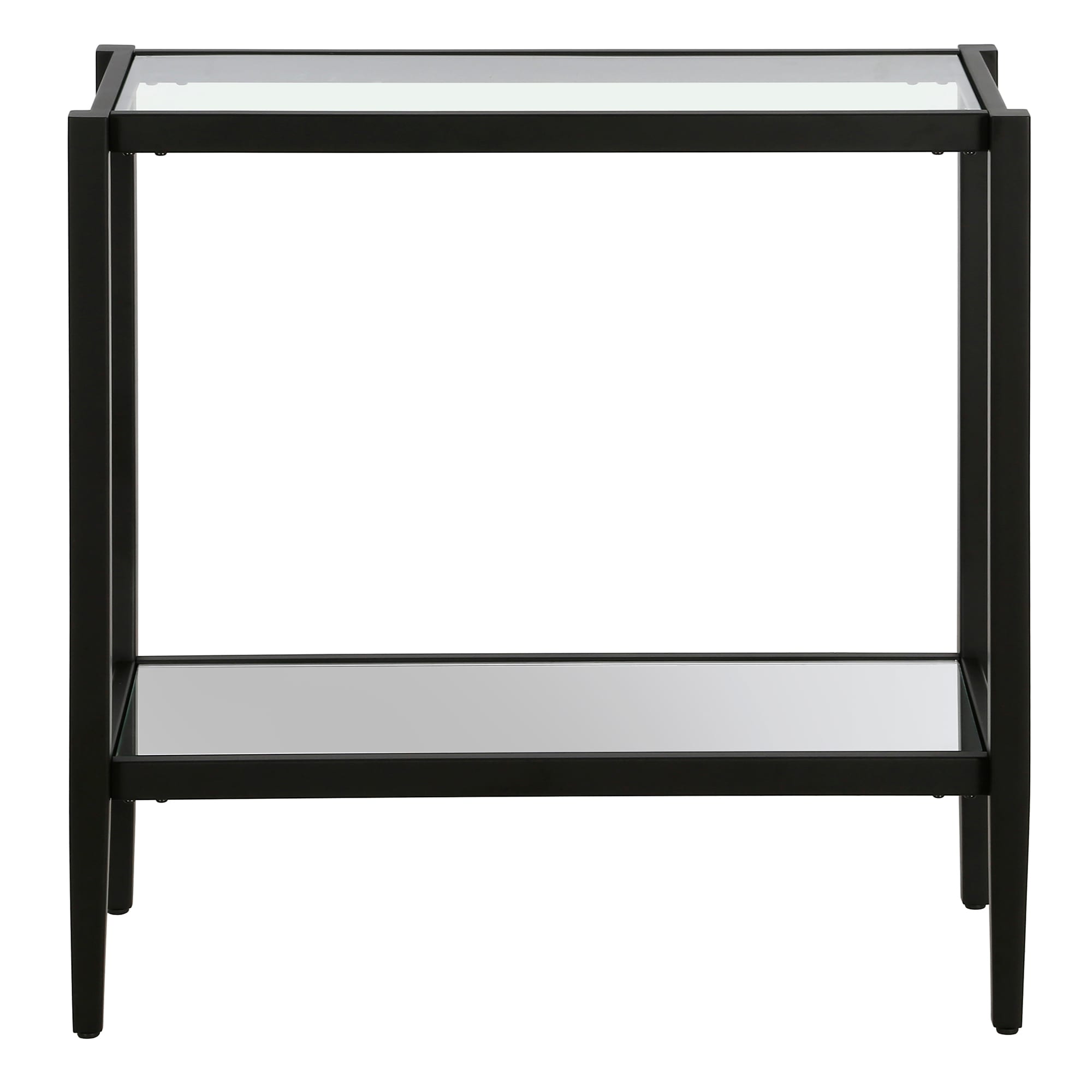 Blackened Bronze 24" Rectangular Side Table with Glass Shelf