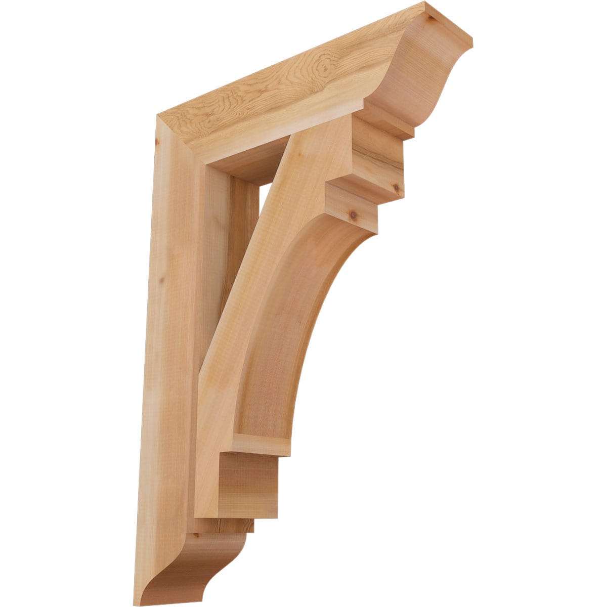 Ekena Millwork BKT06X26X38MRC01SWR Merced traditional smooth 5-1/2-in x 26-in x 38-in Western red cedar Brown Wood Standard bracket