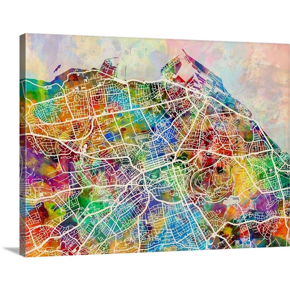 GreatBigCanvas 2288525-24-24X18 Edinburgh Street Map by Michae 18-in H x 24-in W Abstract Print on Canvas