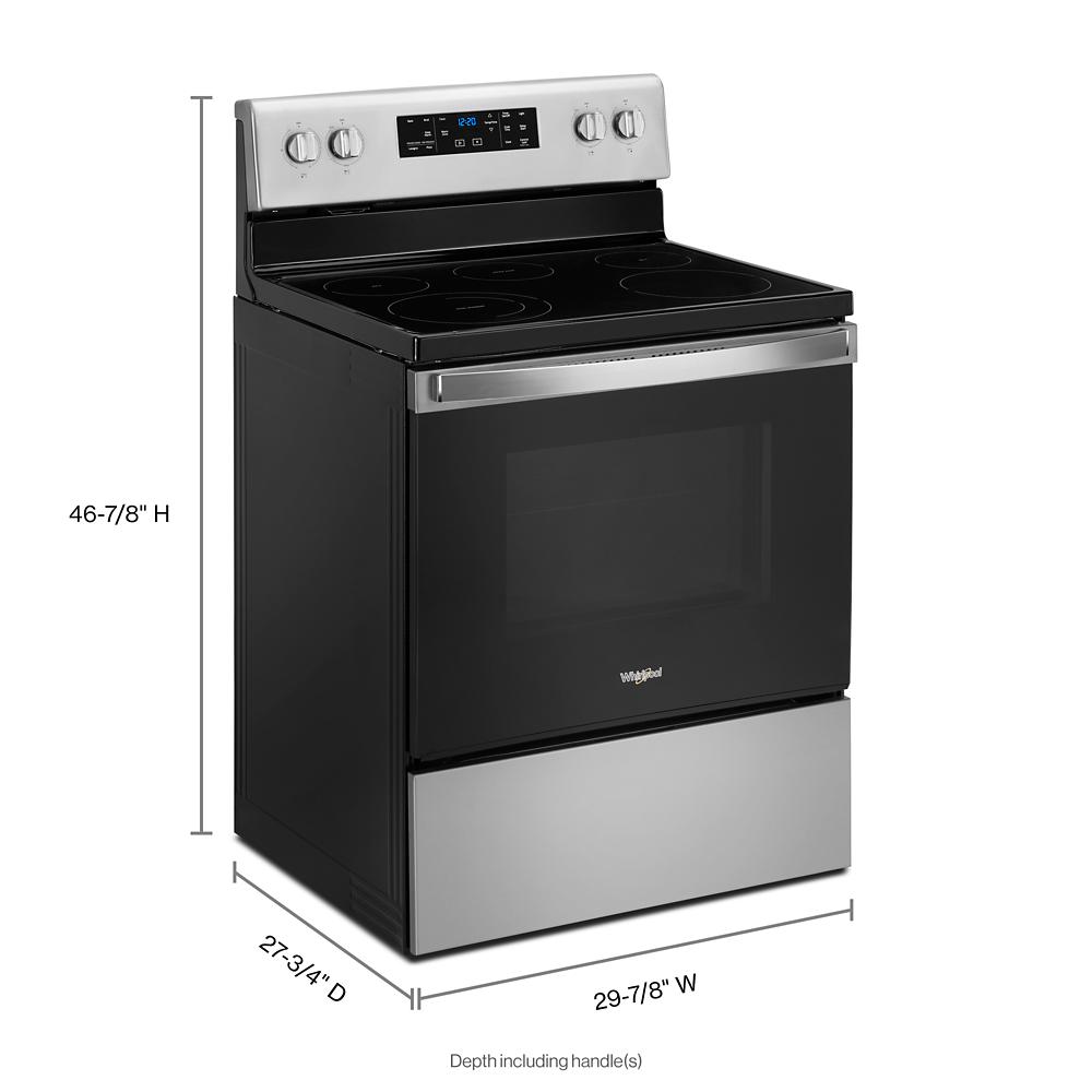 Samsung 30-in Glass Top 5 Burners 6.3-cu ft Self-Cleaning Air Fry  Freestanding Smart Electric Range (Fingerprint Resistant Stainless Steel)