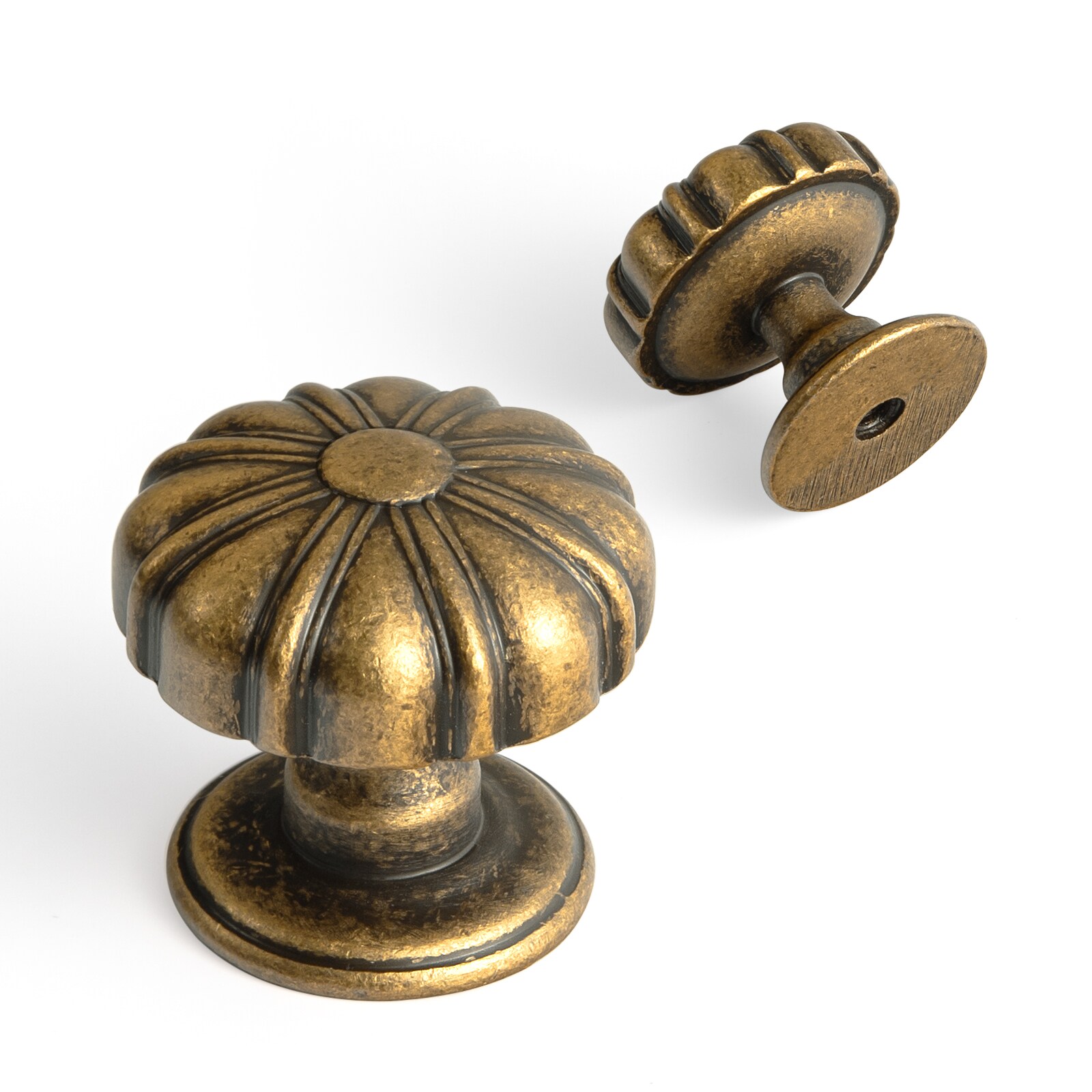 Miaokesen 9613GT-KNOB-12 1-1/4-in Antique Brass Mushroom Classic Cabinet Knob 12 -Pack