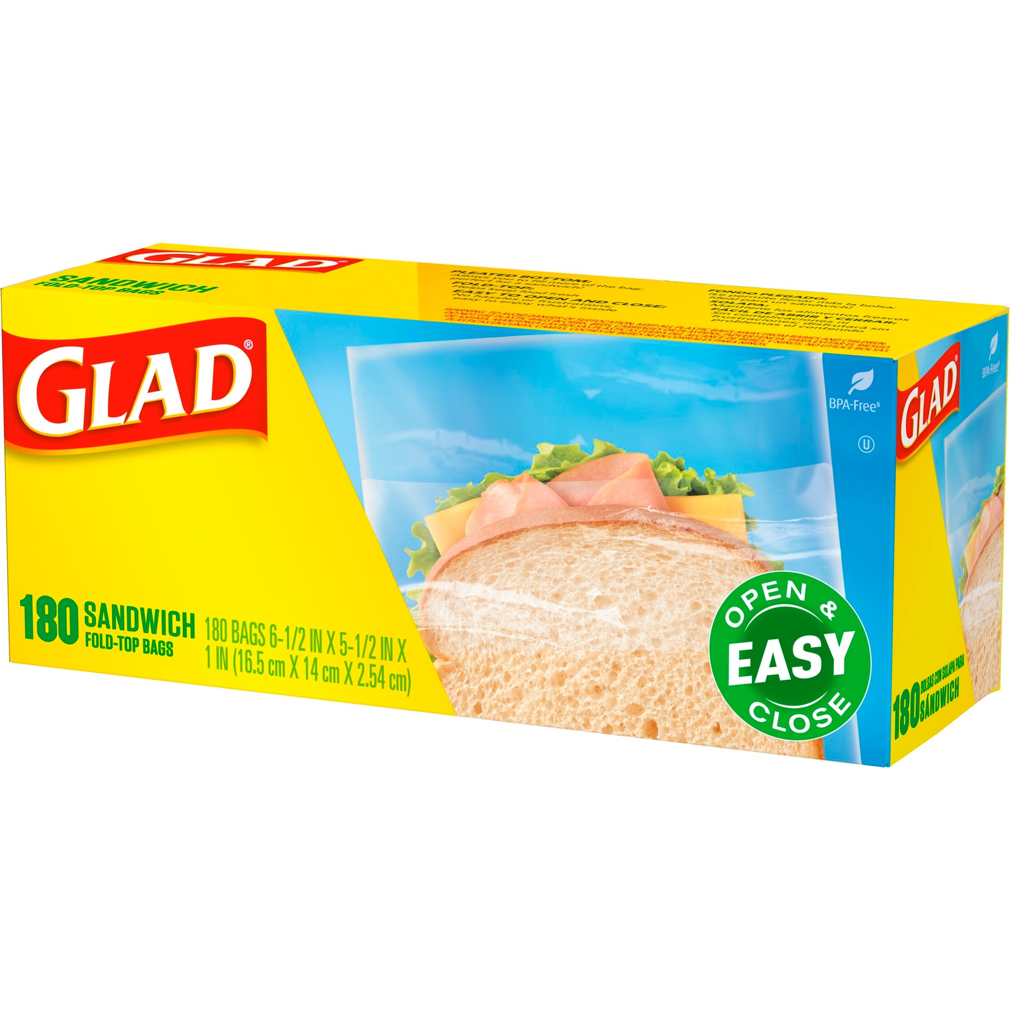 Glad Food Storage and Freezer 2 in 1 Zipper Bags - Quart Size.